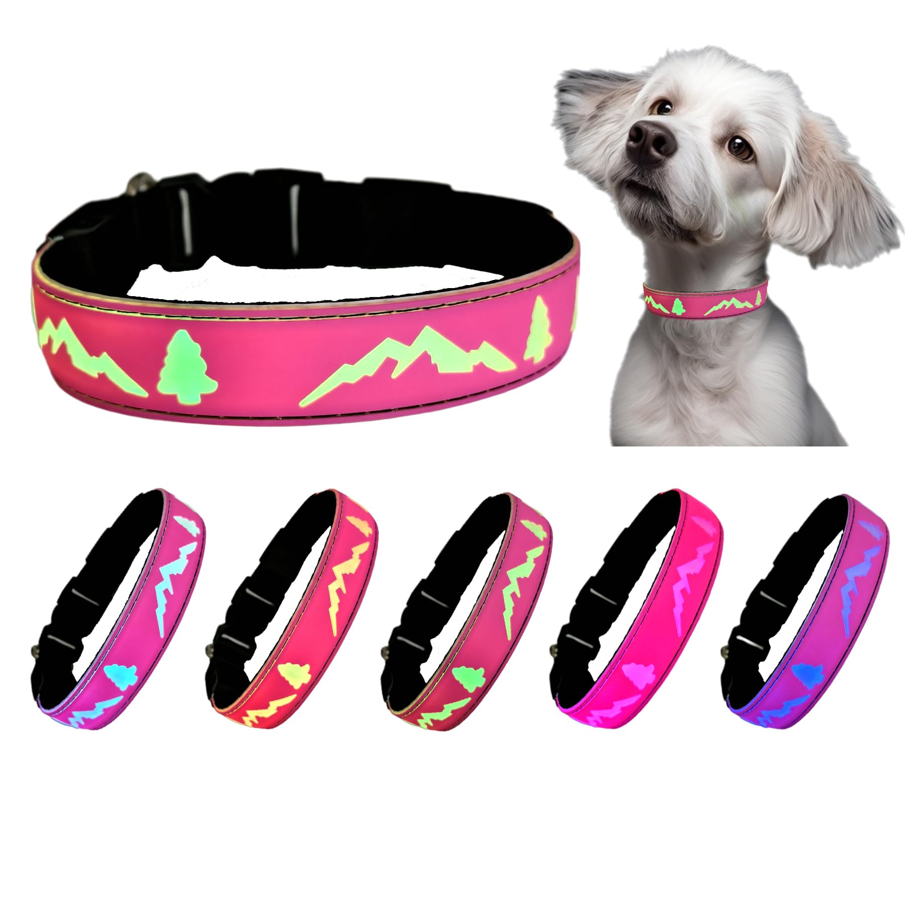 Dogled Led Dog Collar, 15 Light Modes, Usb-C Rechargeable, Silicone Material, Adjustable Size, (Pink, S(7.87-11.8'))