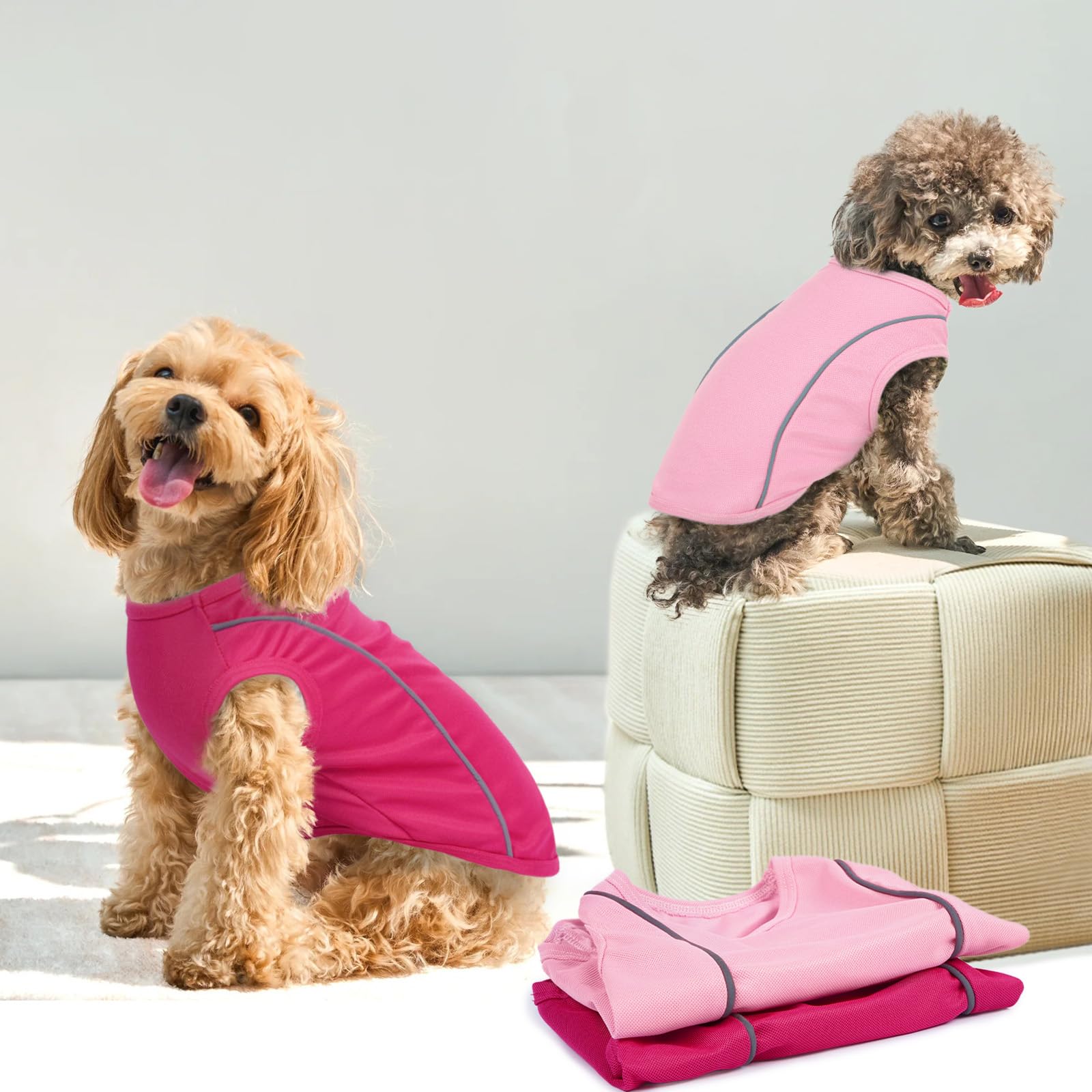 T'Chaque Dog Shirts For Extra Large Dogs 2 Pack, Xl Dog Clothes With Reflective Strips, Stretchy Pet T-Shirts, Sleeveless Dog Ve