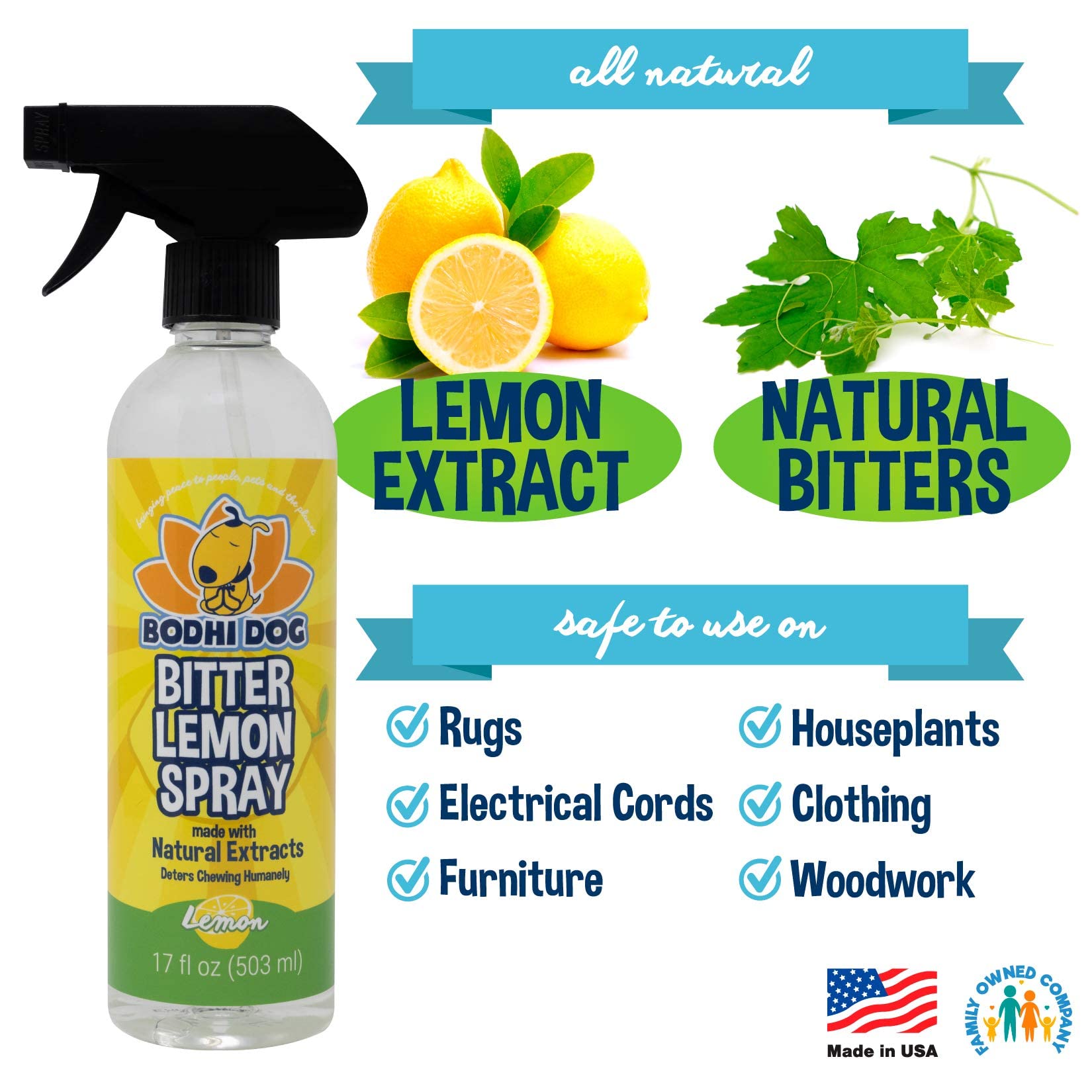 Bodhi Dog Bitter Lemon Spray - Anti-Chew Spray For Dogs, Cats, Puppies, & Kittens - Training Aid For Chewing - Safe & Non Toxic