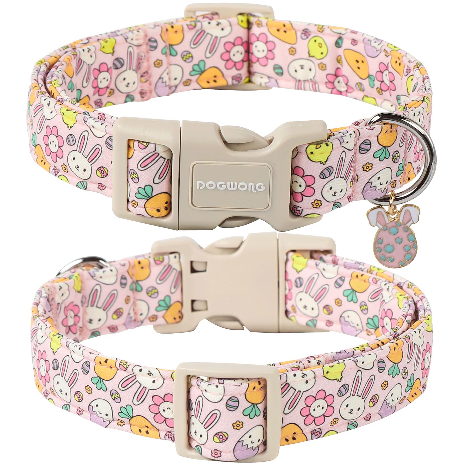Dogwong Easter Dog Collar, Cute Egg Bunny Dog Collars, Adjustable Easter Pet Collars Design Dog Collar With Quick Release Buckle