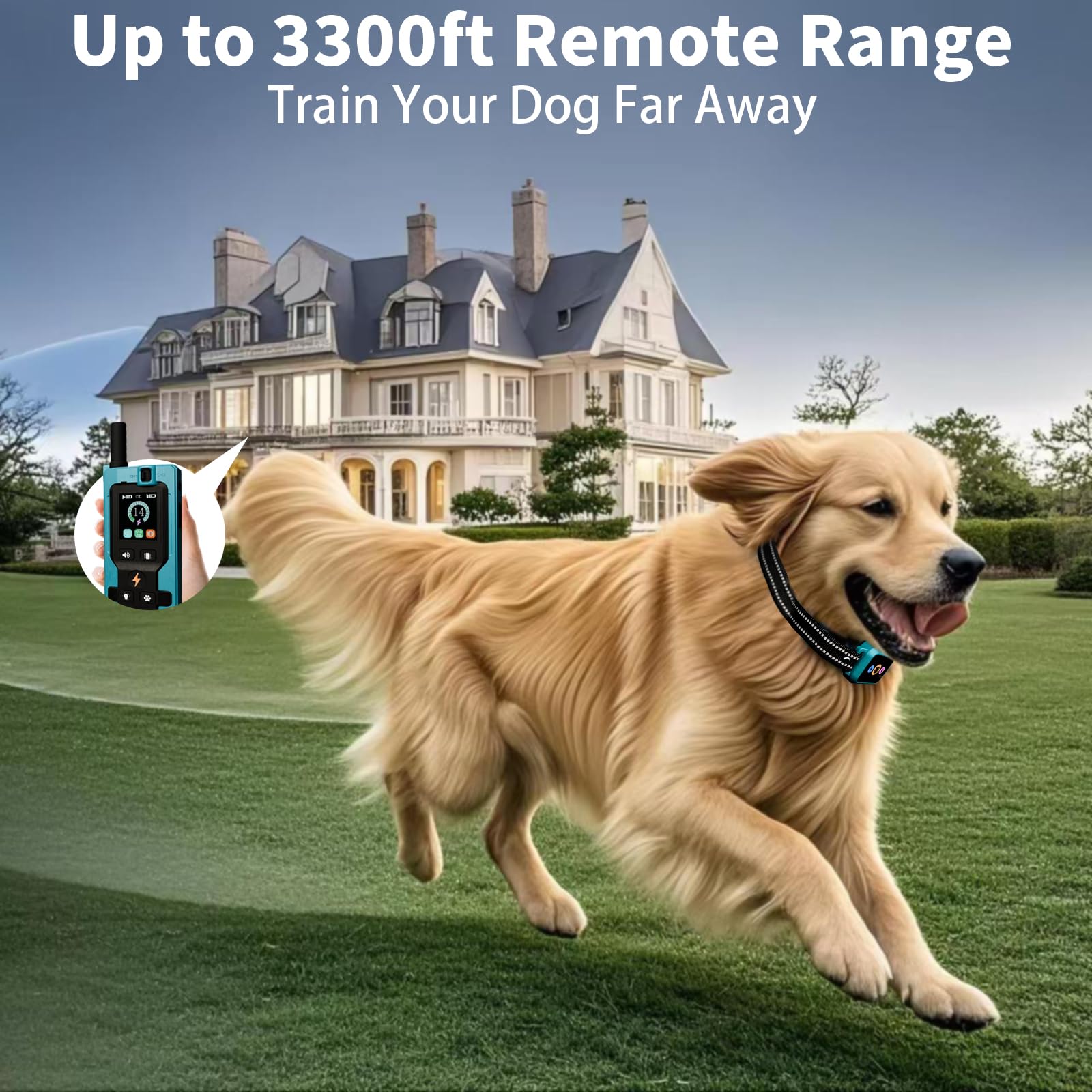 Frayo Dog Training Collar With Remote - 5 Training Modes 3300Ft Electric Dog Shock Collar Ip67 Waterproof Rechargeable E Collar