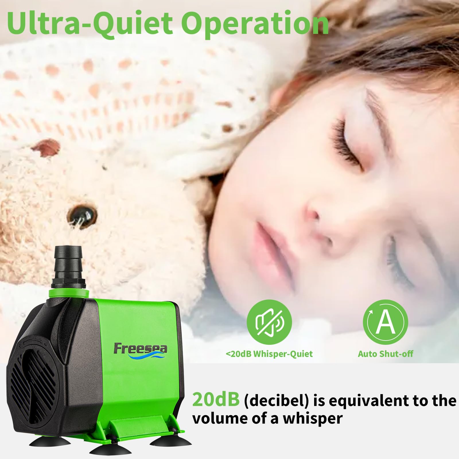 FREESEA Pond Submersible Water Pump: 1050GPH 100W Adjustable Ultra Quiet Fountain Pump with 6.5ft Tubing for Aquarium Fish Tank