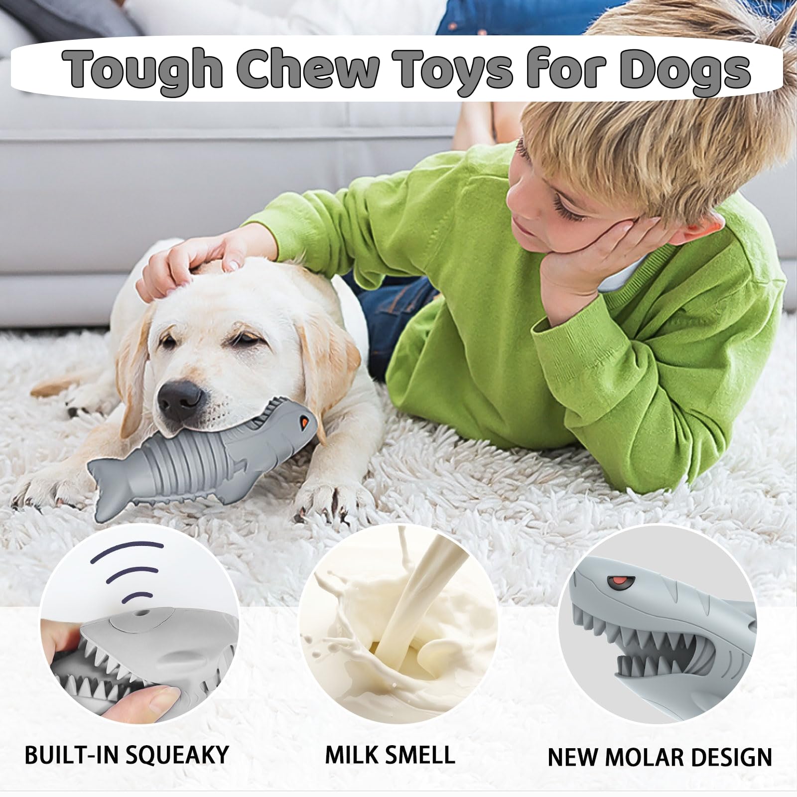 Homipooty Dog Chew Toys For Aggressive Chewers, Indestructible Tough Durable Squeaky Interactive Dog Toys Teeth Cleaning Dog Che