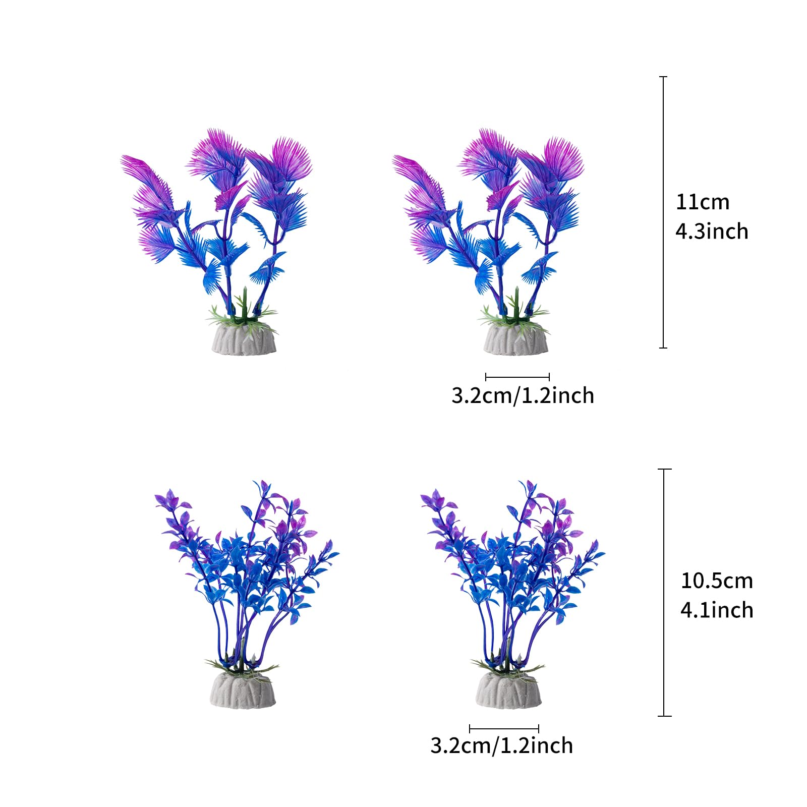 COMSUN 25 Pack Artificial Aquarium Plants, Small Size 4 inch Approximate Height Fish Tank Decorations Home D  cor Plastic Light