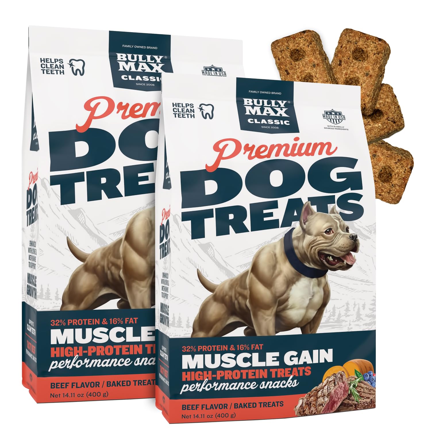 Bully Max Premium High Protein Dog Treats for Puppy & Adult Dogs - Training Dog Food Treats with 40% Protein, Real Meat, Veggies