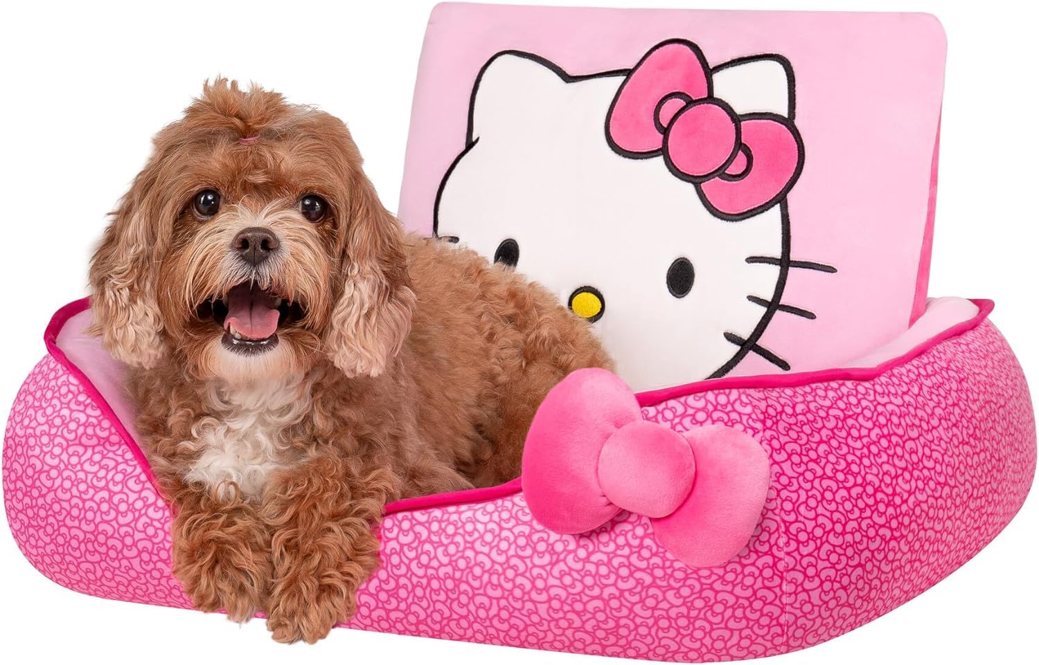 Hello Kitty And Friends Hello Kitty Pink Bolster Pet Bed - Pet Bolster Bed With Printed Design And Machine Washable Removable In