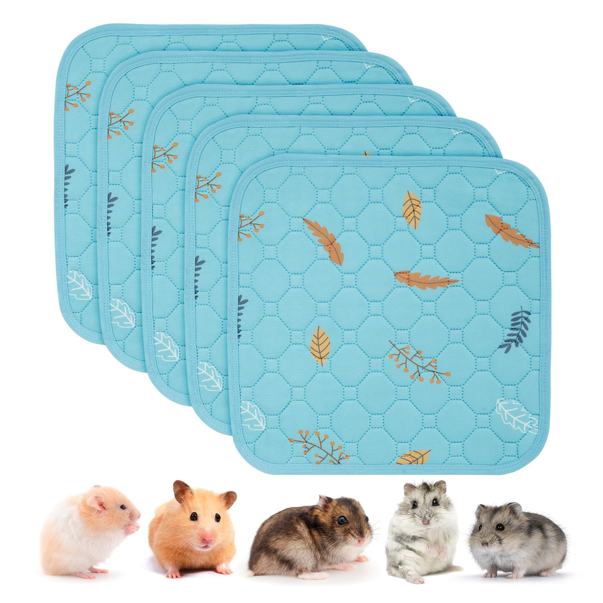 Sunheir 2 Pack Washable Guinea Pig Pee Pads, 24' X 48' Waterproof Reusable Guinea Pig Cage Liners, Absorbent Bedding Training Mat For Small Animal Guinea Pigs Rabbit Bunny Hamster - Sky Blue