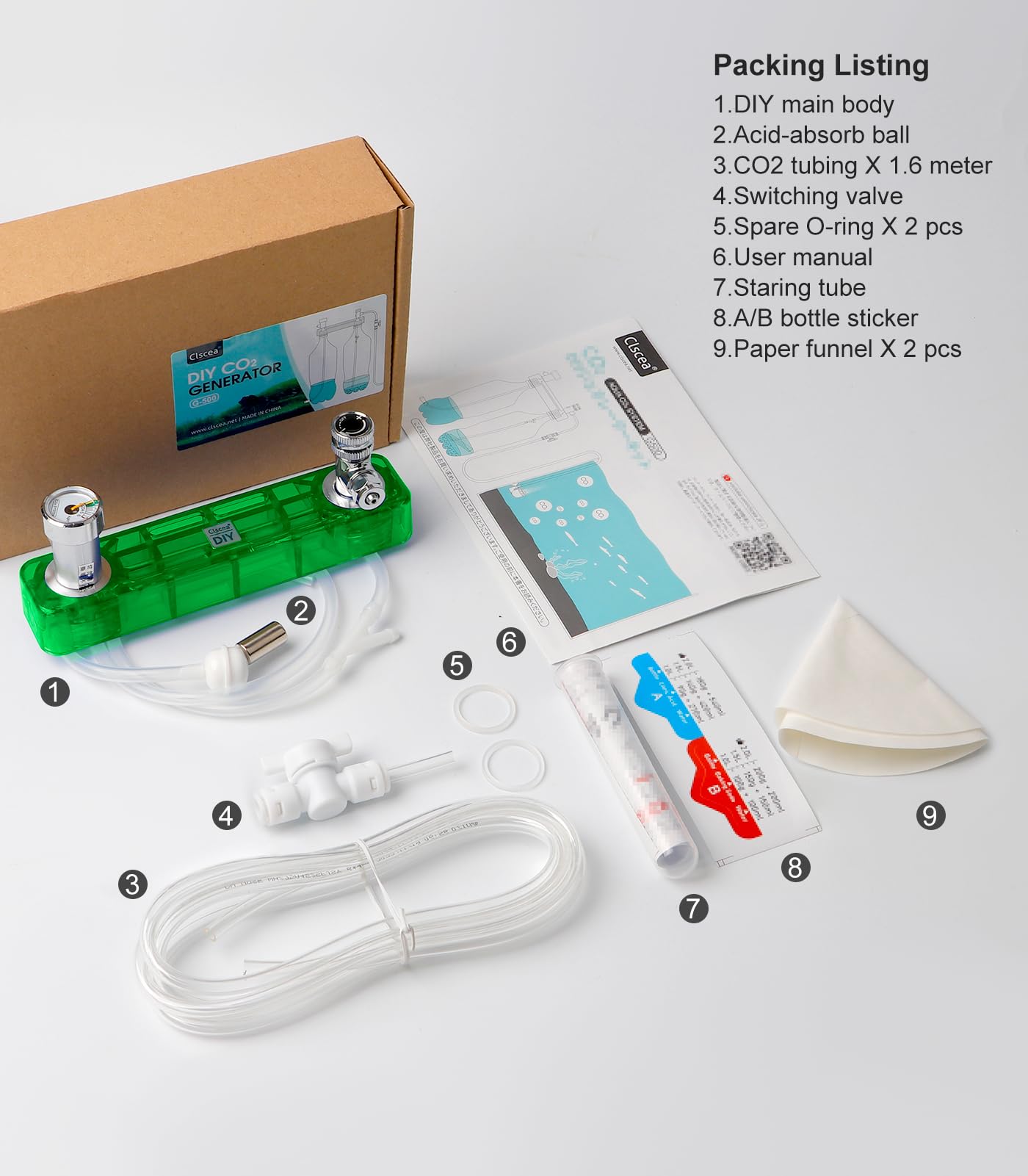Clscea Diy Co2 Generator System Kit With Safety Valve 1 Second Quick Reaction For Aquarium Plants Integrated Design