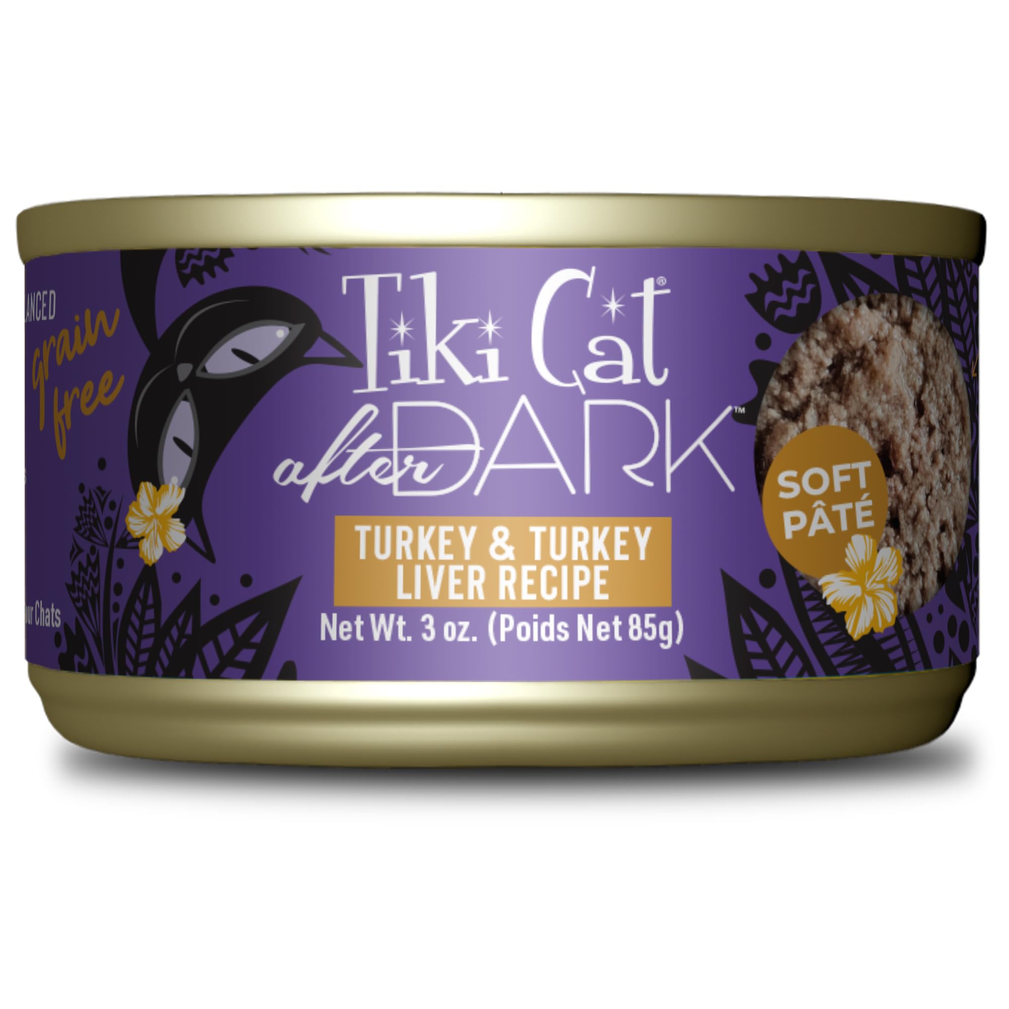 Tiki Cat After Dark Soft Pate, Turkey & Turkey Liver, High-Protein and 100% Non-GMO Ingredients, Wet Cat Food for Adult Cats, 3 