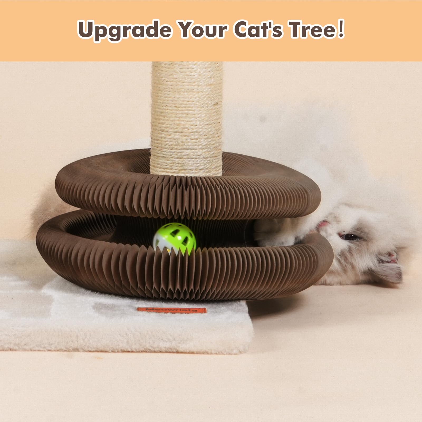 Konoator Magic Organ Cat Scratching Board - Foldable Interactive Cat Toy With 2 Bell Balls, Durable Cardboard Design For Indoor