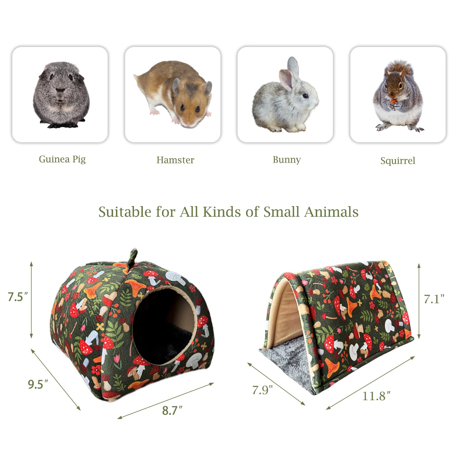 Guinea Pig Hideout & Tunnel Toys Set - Plush Small Animal Tent With Non-Slip Base & Warm Fleece Bedding For Mouse Chinchillas Ha