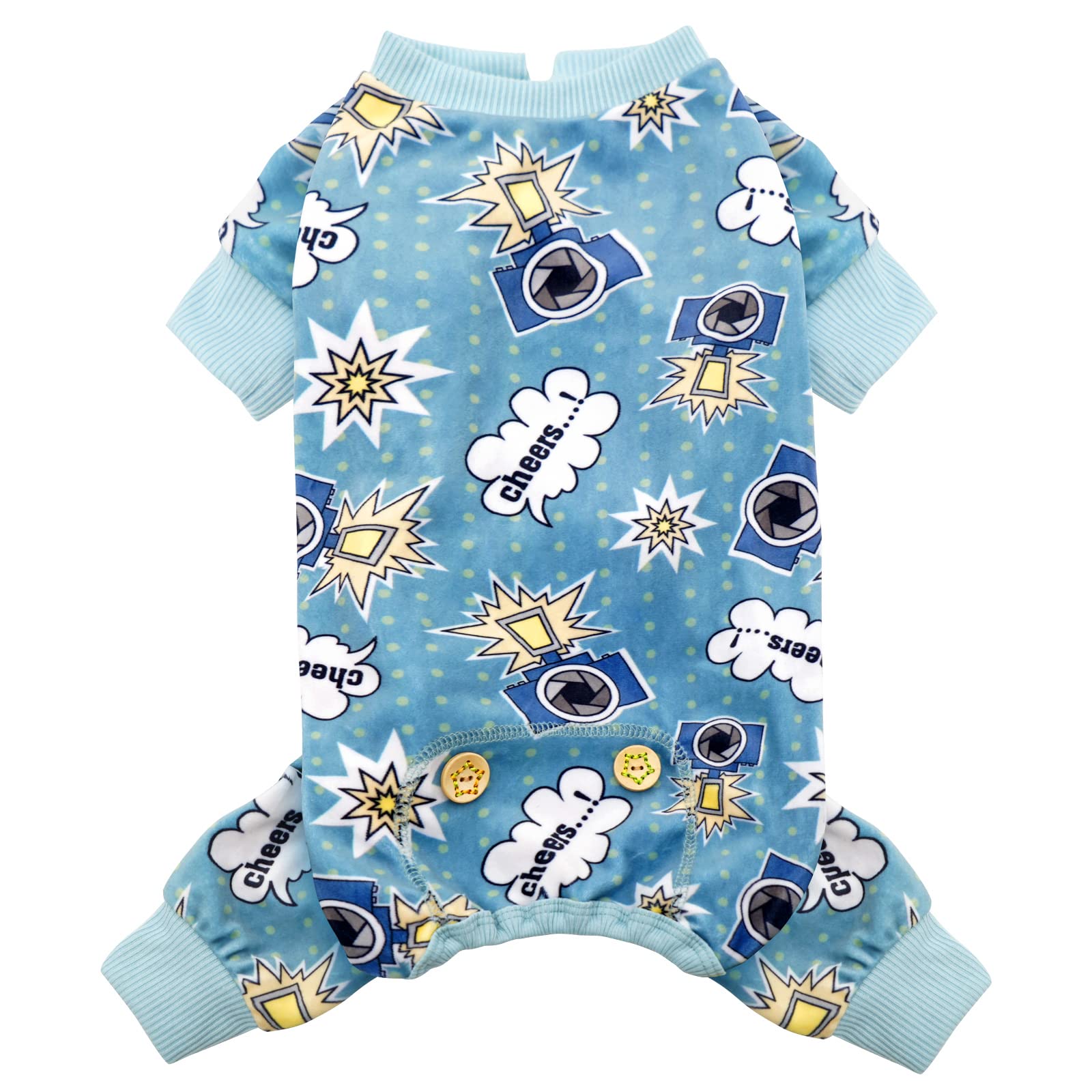 Kyeese Dog Pajamas For Small Dogs With Printed Soft Material Stretchable Dog Onesie Pjs Cat Pajama Dog Apparel