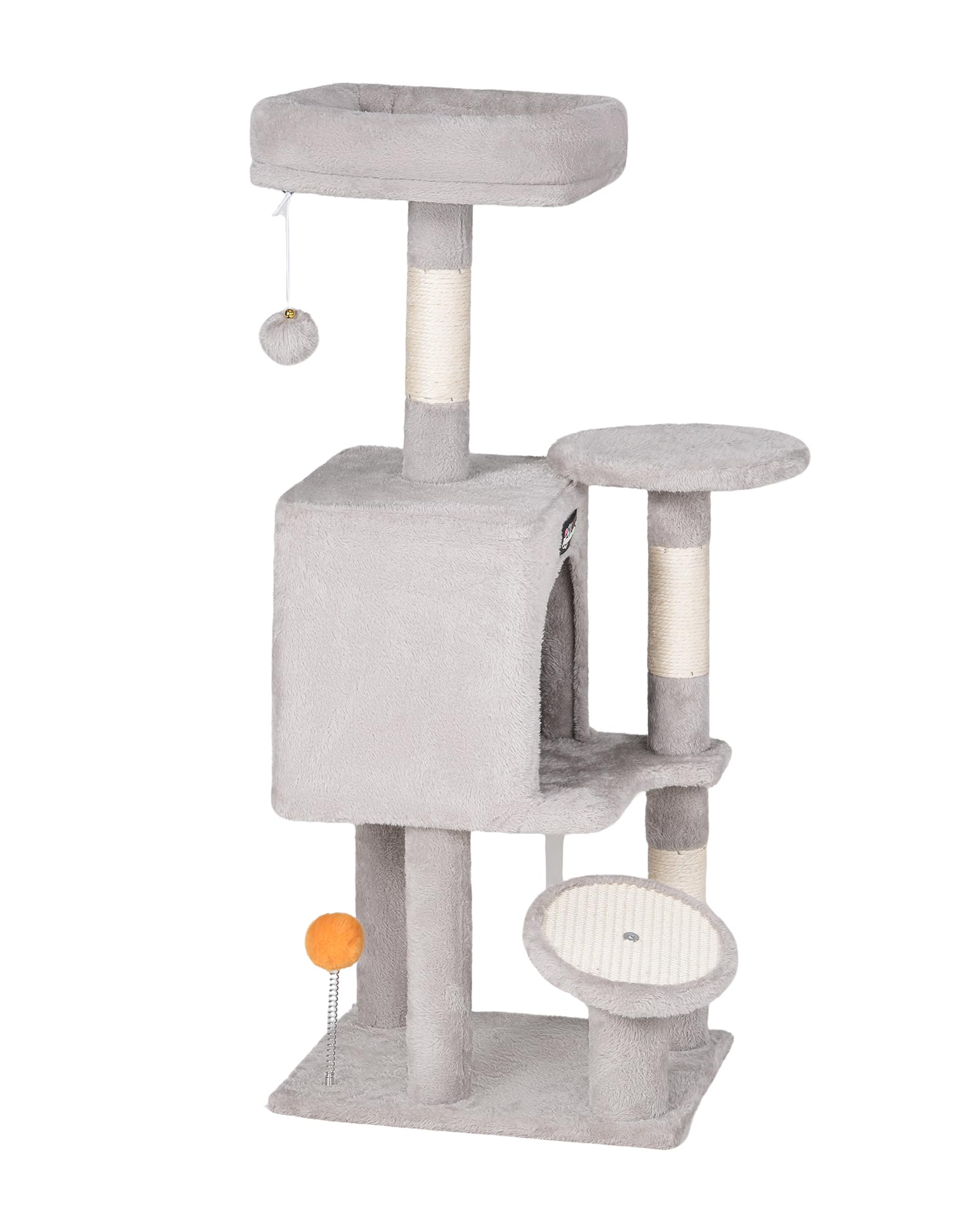 Fourfurpets Cat Tree, 39.4-Inch Cat Tower For Indoor Cats, Small Cat Tower With Scratching Post, Multi-Level Cat Condo With Wide