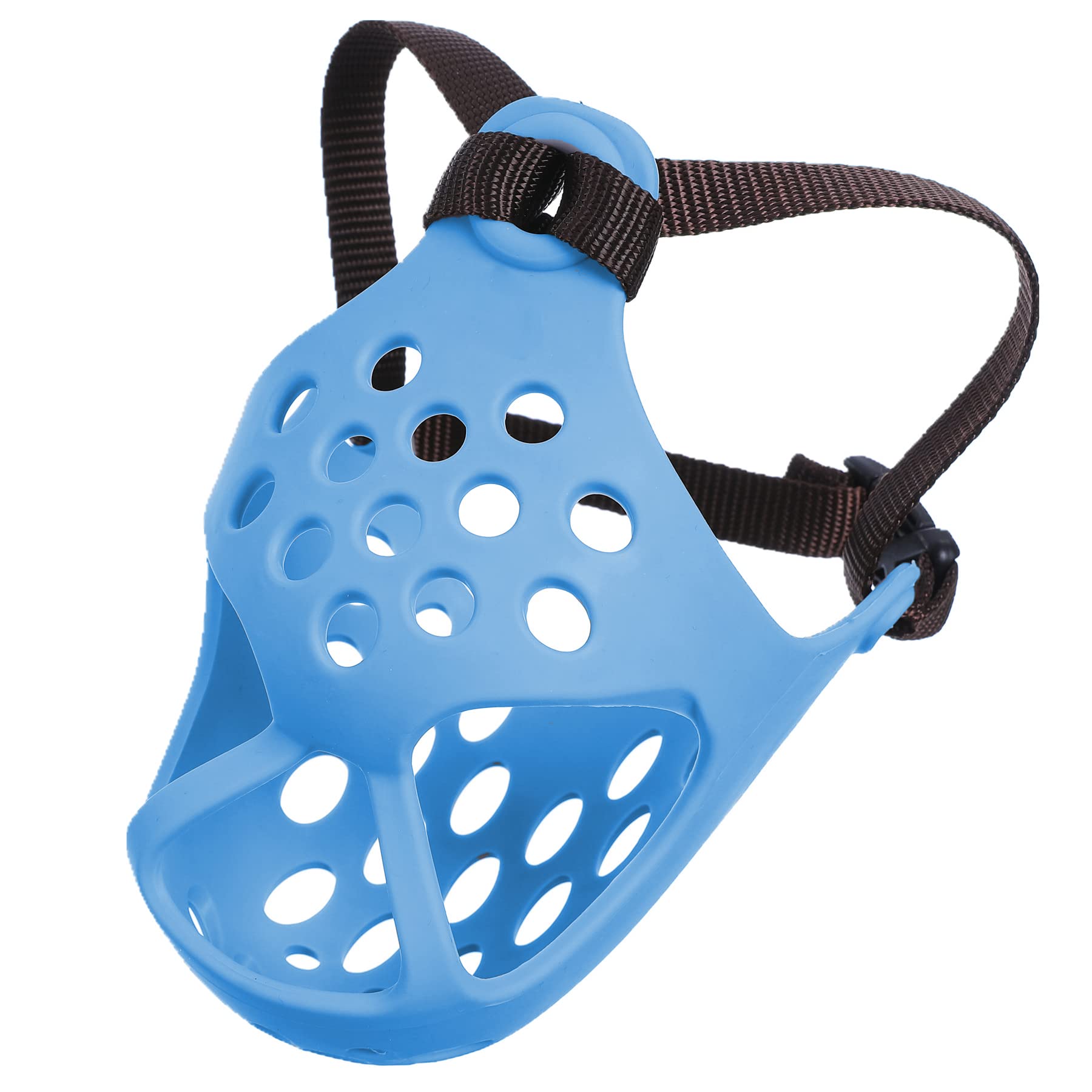 Jyhy Short Snout Dog Muzzles,Soft Silicone Adjustable Breathable Bulldog Muzzle For Biting Chewing Barking Training,Ideal For Flat-Faced Dogs (Medium/13-15'(Pack Of 1), Blue)
