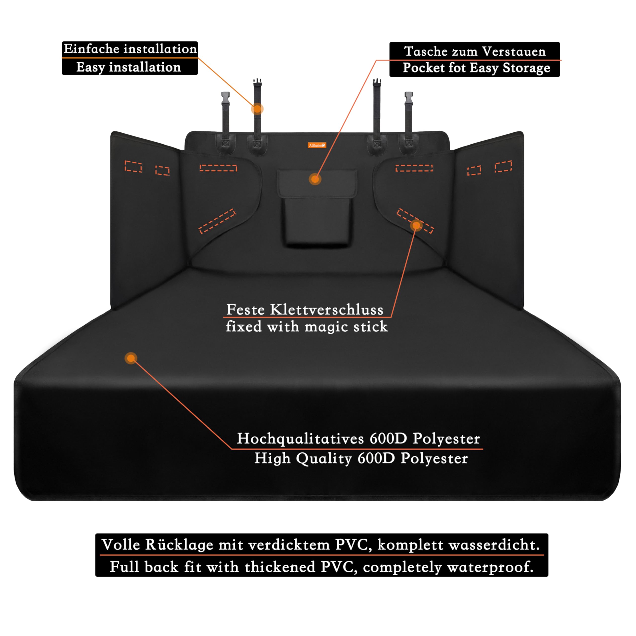 Alfheim Cargo Liner For Dogs, Nonslip Waterproof Pet Boot Liner With Bumper Flap Protector, Durable Washable Cargo Cover Mat Travel, Universal For Medium Small Car Truck Suv