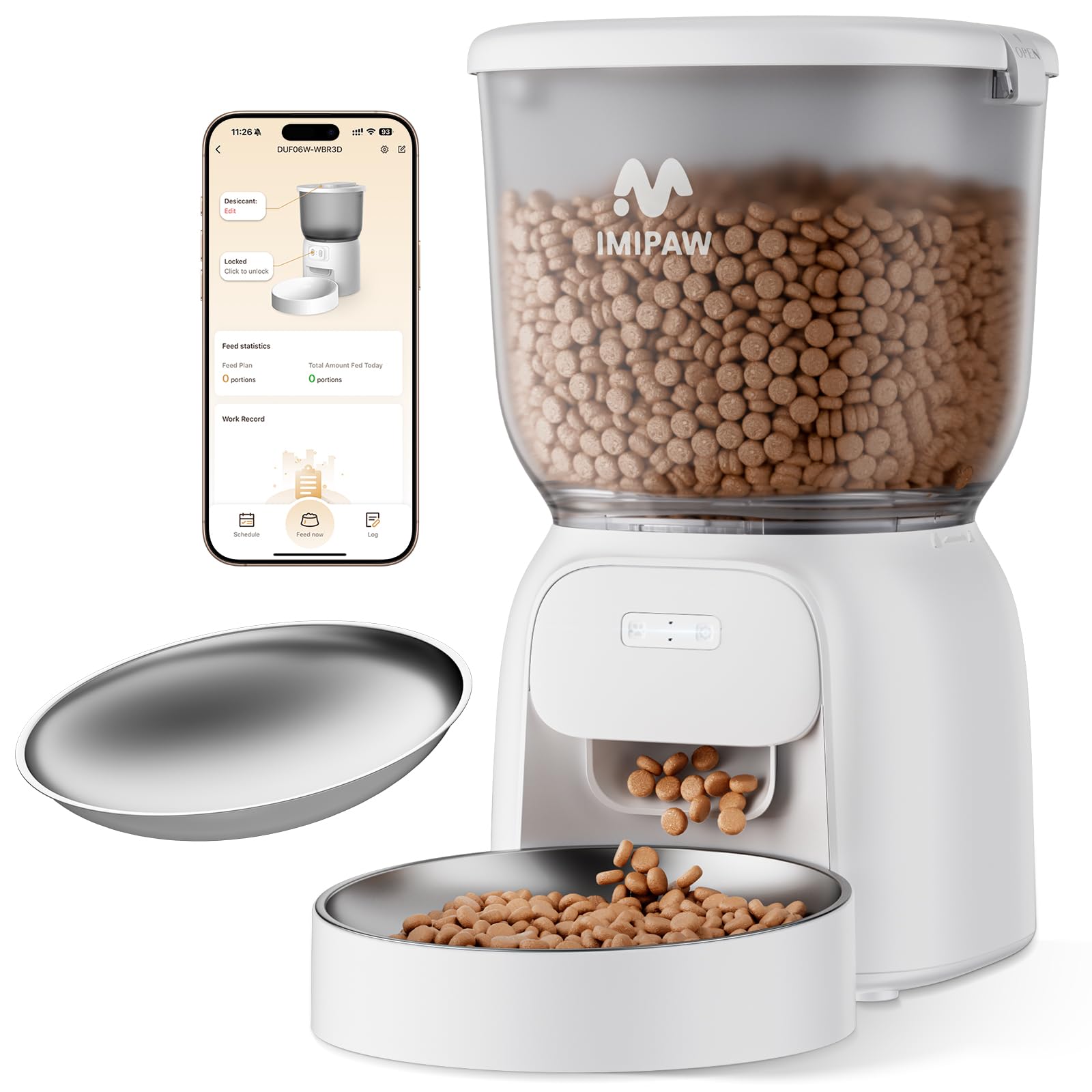 IMIPAW PET Automatic Cat Feeder WiFi: 5G Smart Auto Pet Feeder with App Remote Control- Timed Feeding Cat Food Dispenser with Ai