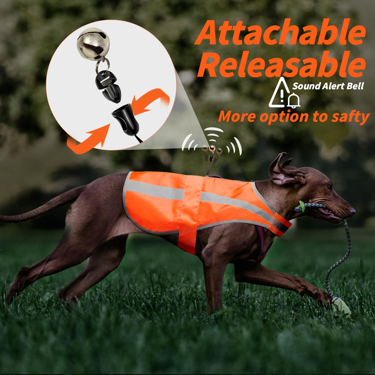 Reflective Dog Vest For Small Medium Breeds, High Visibility Dog Safety Vest Harness With Removable Bell Keep Safe From Hunting,
