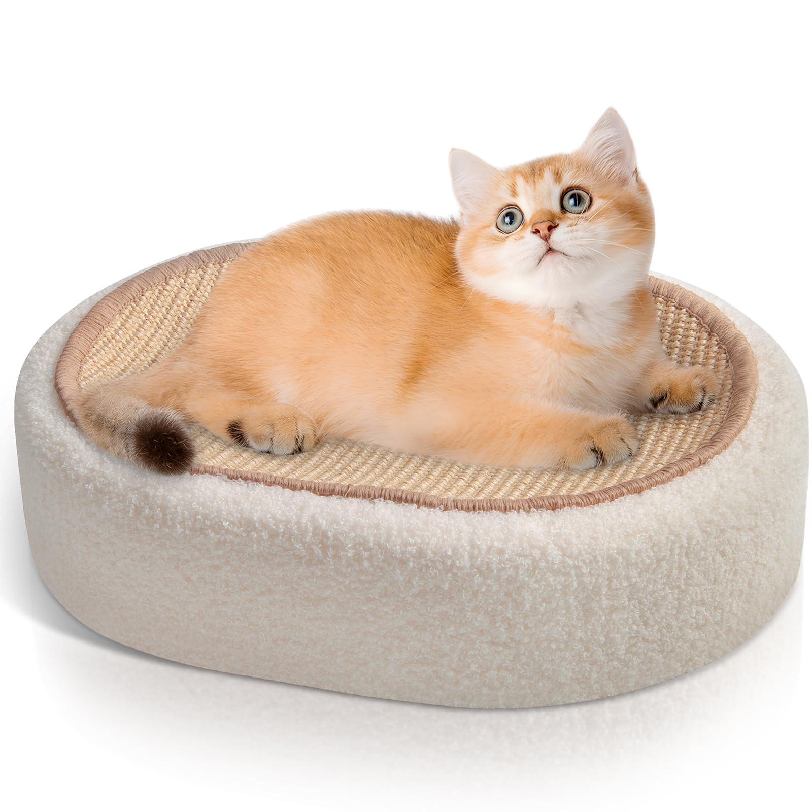 Fengsaobao Cat Scratcher Bed 2 In 1, Sisal Cat Scratching Pads Beds For Kitten, With Anti-Slip, Protect Furniture Sofa, No Debri