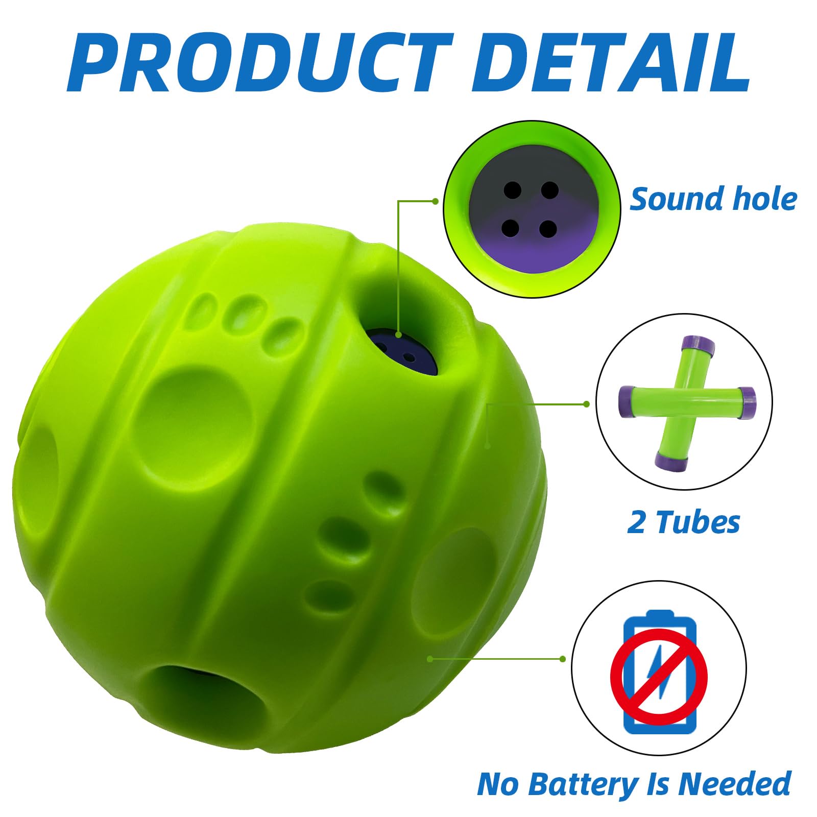 Shake And Laugh Dog Toys Ball, Interactive Dog Ball, No Paint, Gibbering Sound With Surface Concave Lines, M, 3.46 In (8.8 Cm)