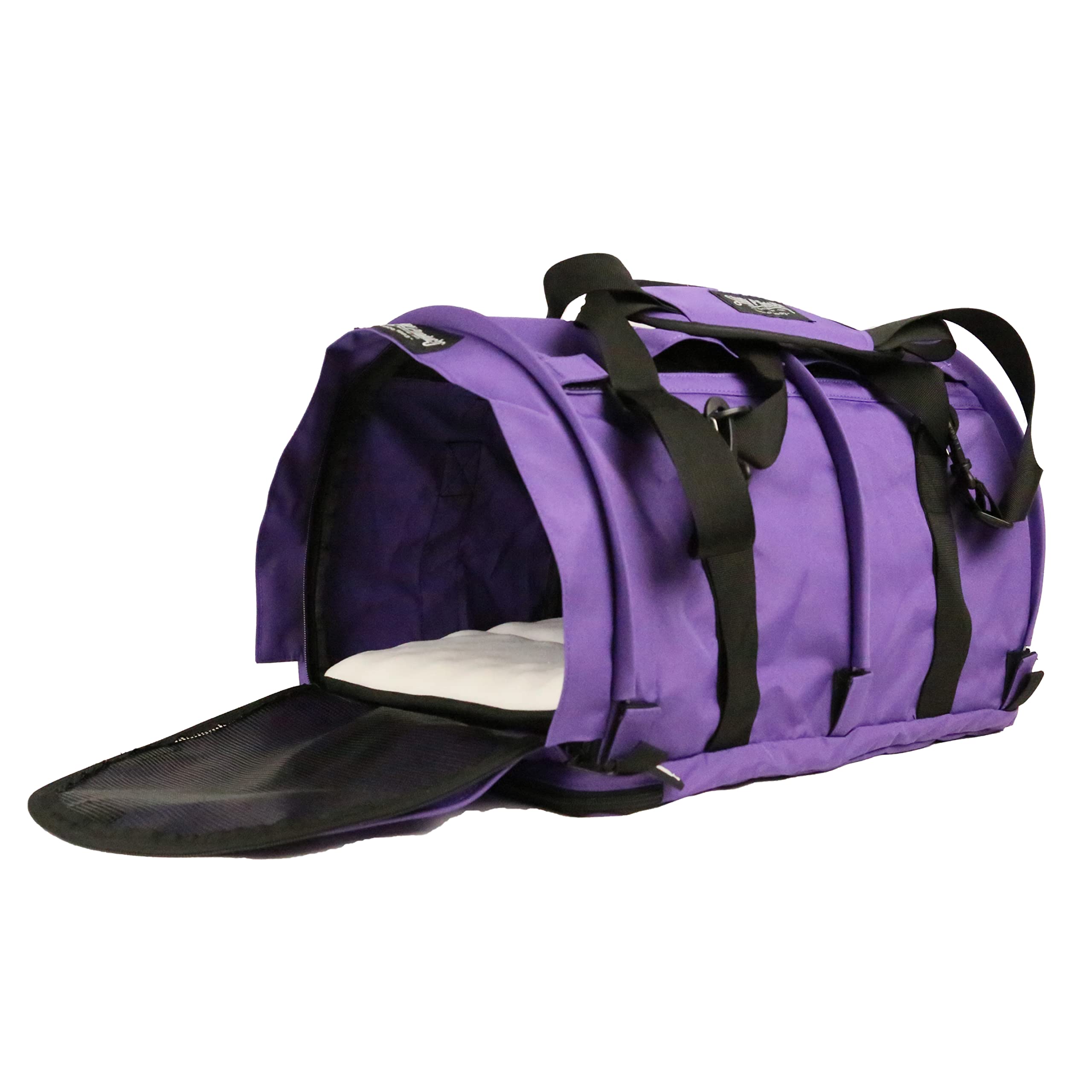 Sturdibag Large Pet Travel Carrier: Flexible Height For Cat And Dog Soft Sided With Safety Clips And Seatbelt Straps | Purple, 1