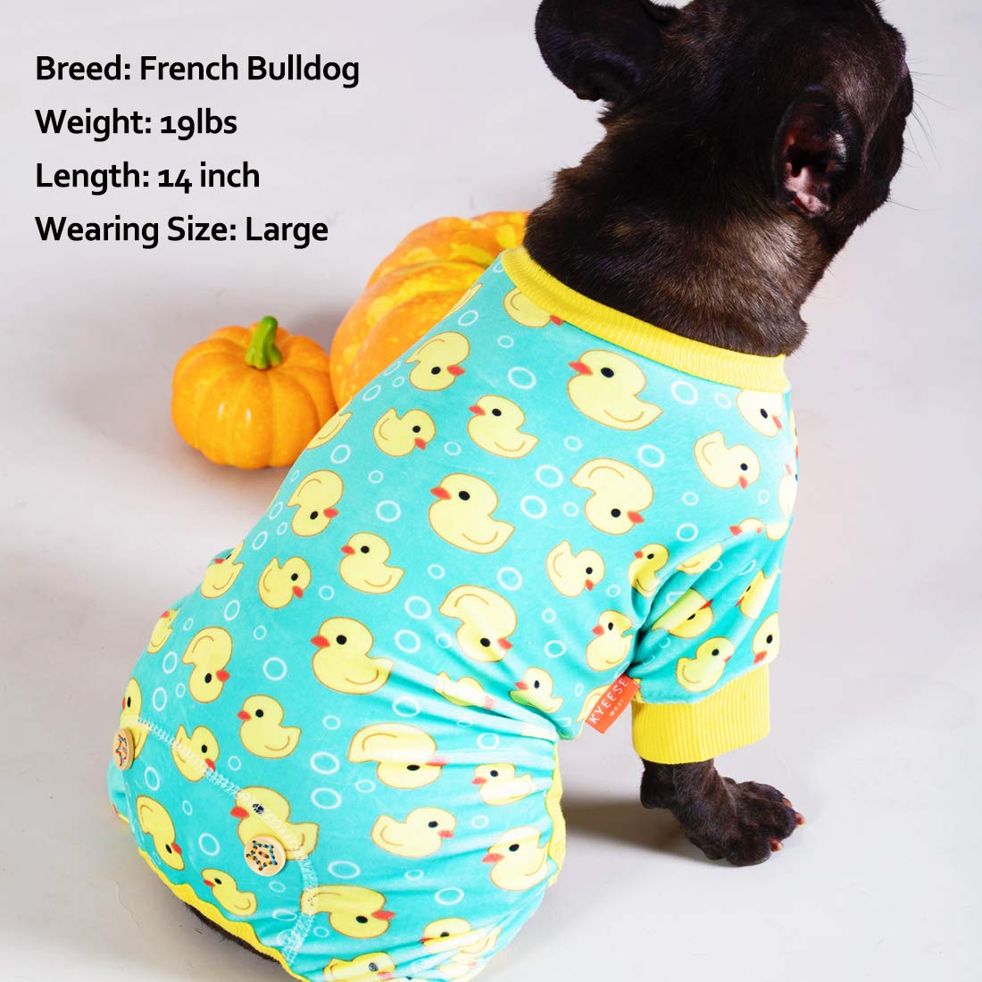 Kyeese Dogs Pajamas Yellow Duck For Small Dogs Soft Material Stretchable Dog Jammies Cat Pajamas Dog Apparel