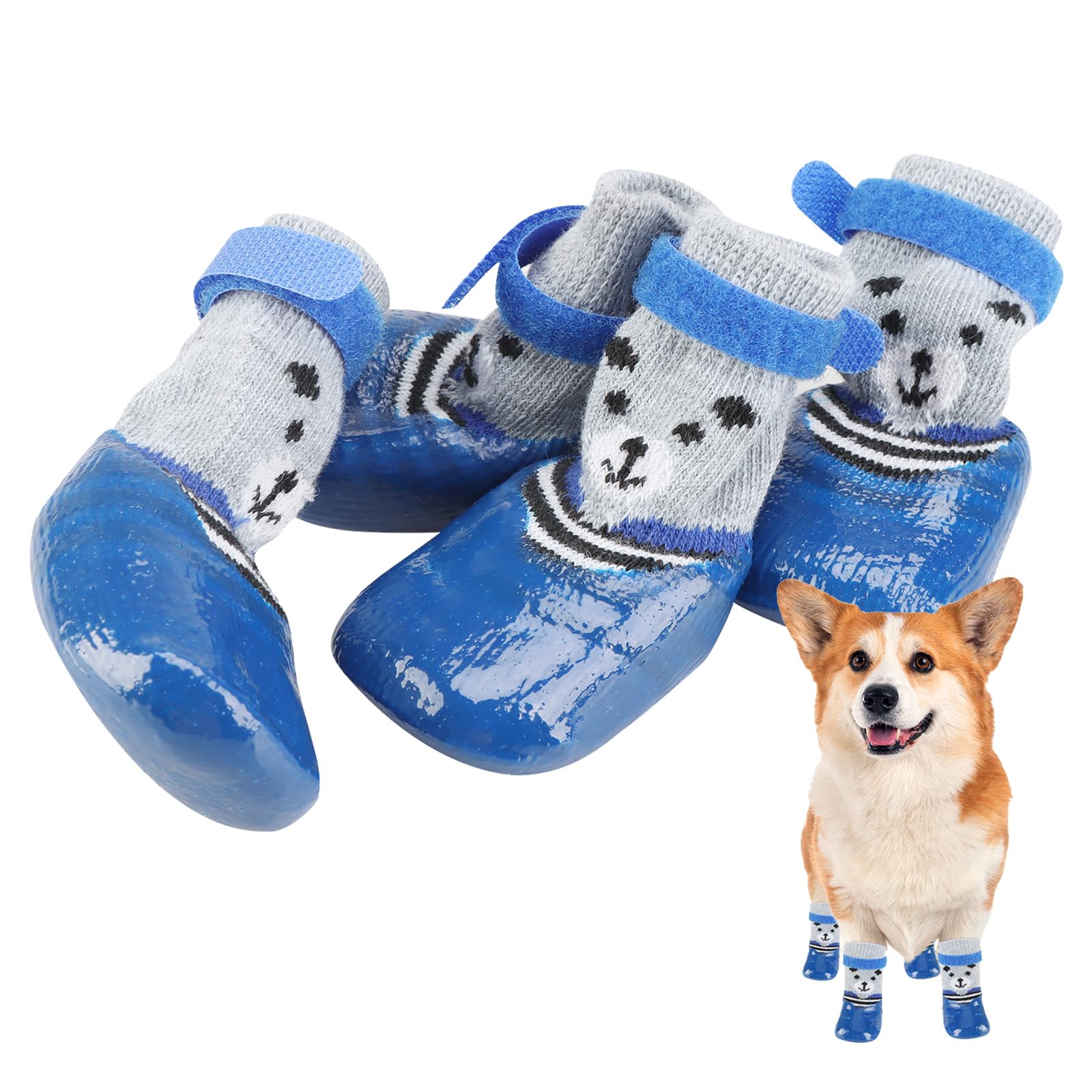 4Pcs Dog Boots Waterproof Shoes Breathable Socks, With Anti-Slip Sole And Adjustable Magic Tape All Weather Protect Paws Only Fi
