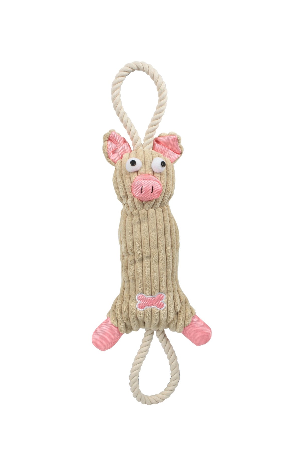 Pet Life 'Plush Pig' Eco-Friendly Natural Jute and Rope Squeak Chew Tugging Pet Dog Toy