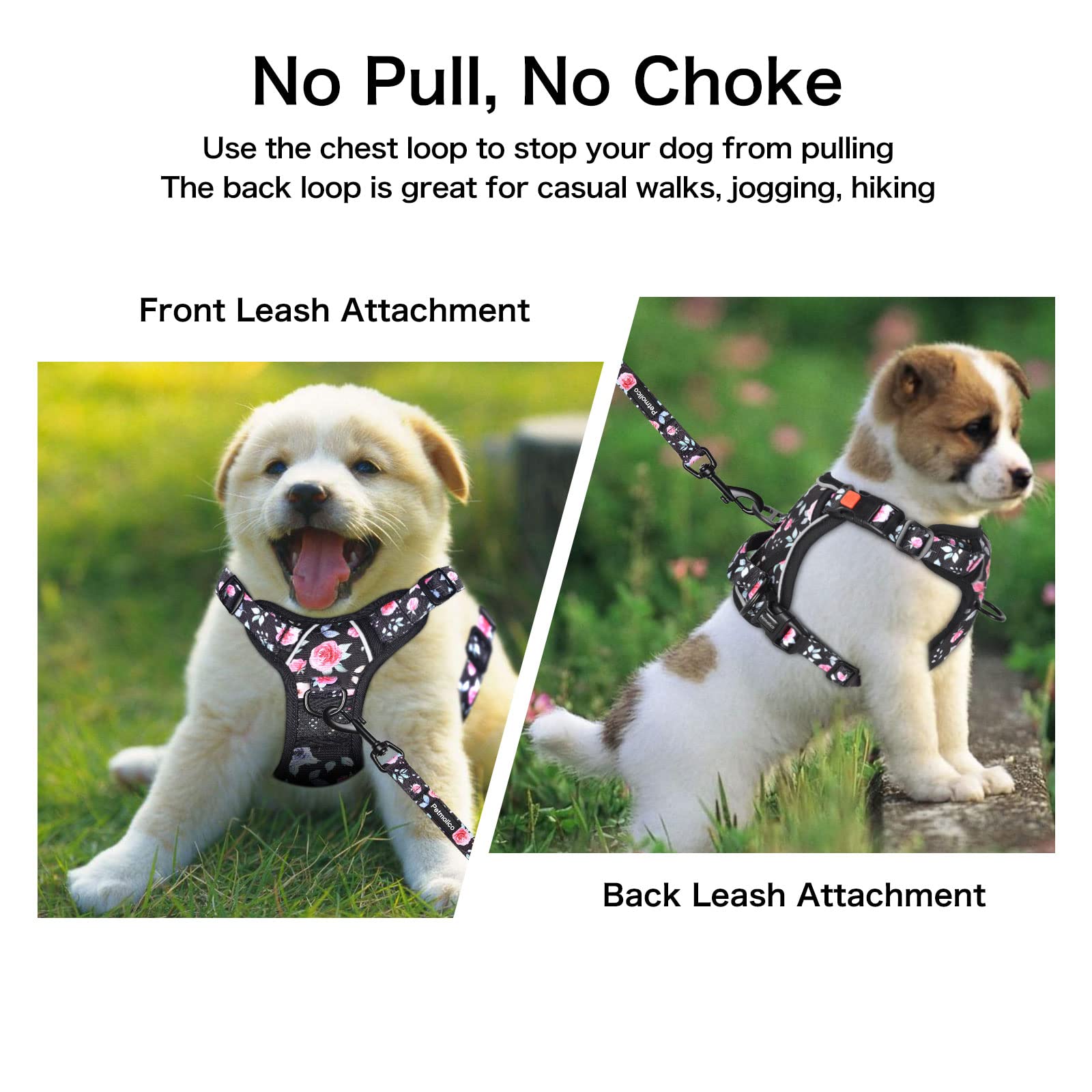 Petmolico No Pull Dog Harness And Leash Set, No Choke 4 Leash Attchments Easy Control Handle Soft Padded Reflective Vest Dog Har