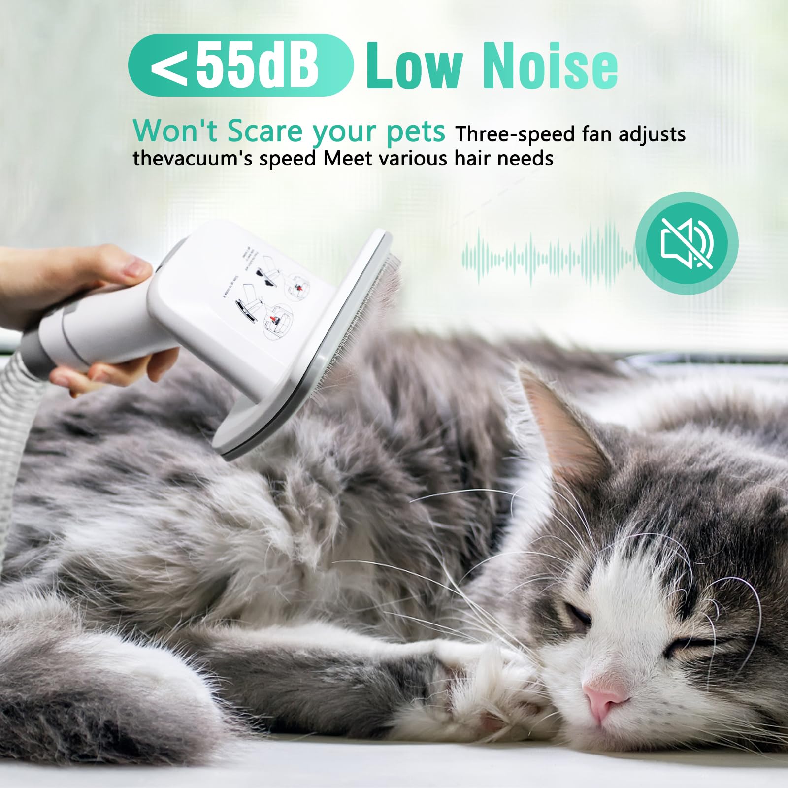 Sisigad Dog Grooming Kit,Pet Hair Vacuum,Dog Grooming & Low Noise Hair Vacuum,Professional Clippers Nail Trimmer Grinder,7 Pet G