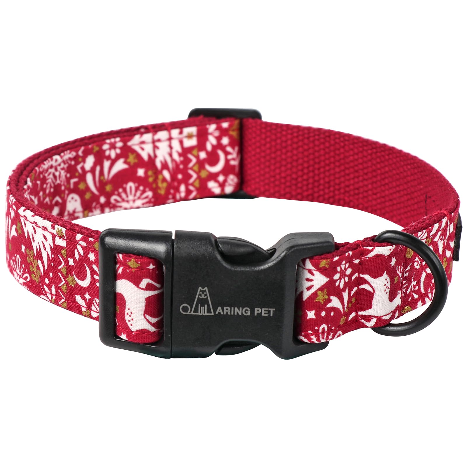 Aring Pet Christmas Dog Collar Cute Red Reindeer Dog Collars, Cotton Lightweight Christmas Dog Collars Puppy Collar For Small Me