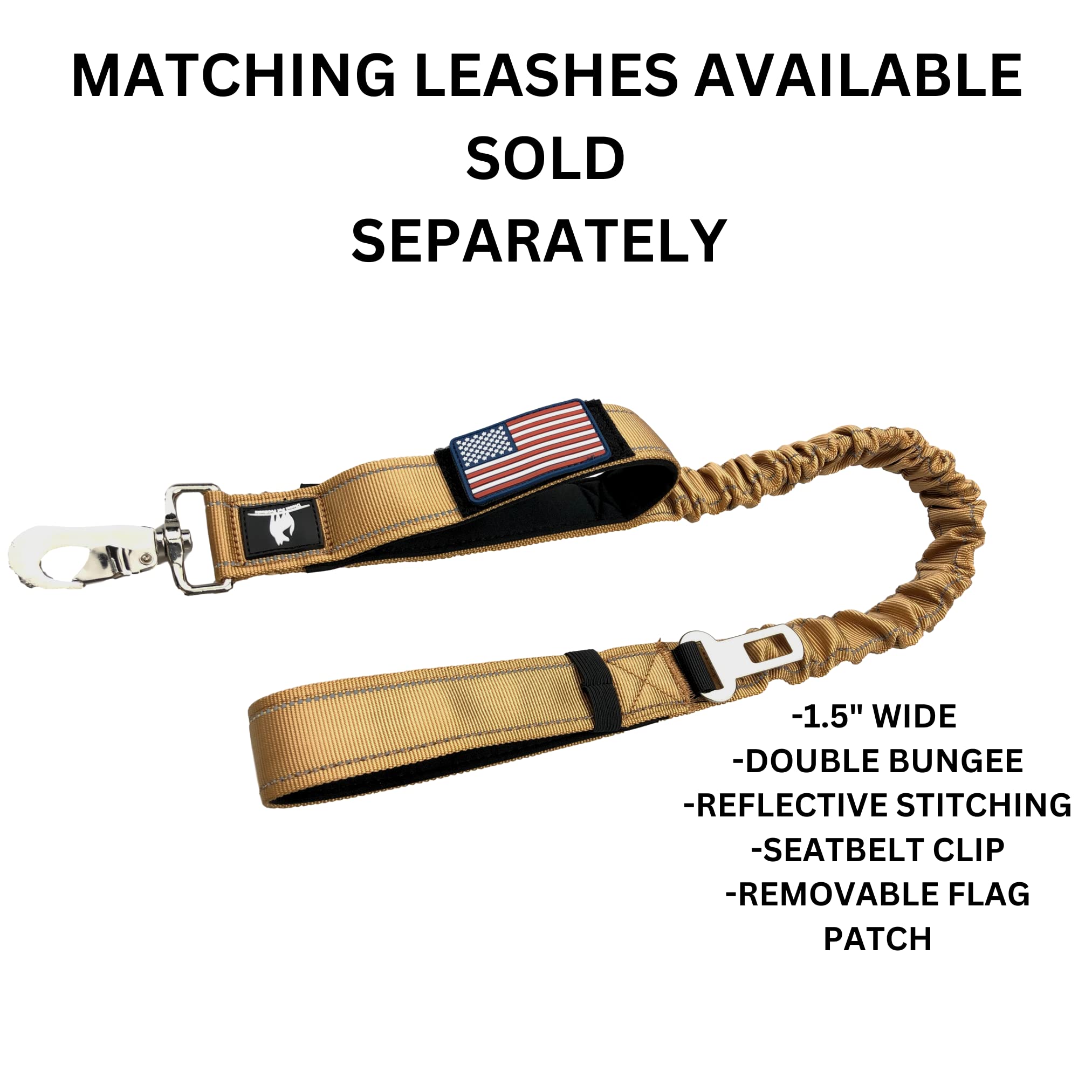 2 Personalized Tactical Dog Collar - Wide Thick Military Style with Strong Belt Buckle Closure - American Flag Patch - Reflectiv