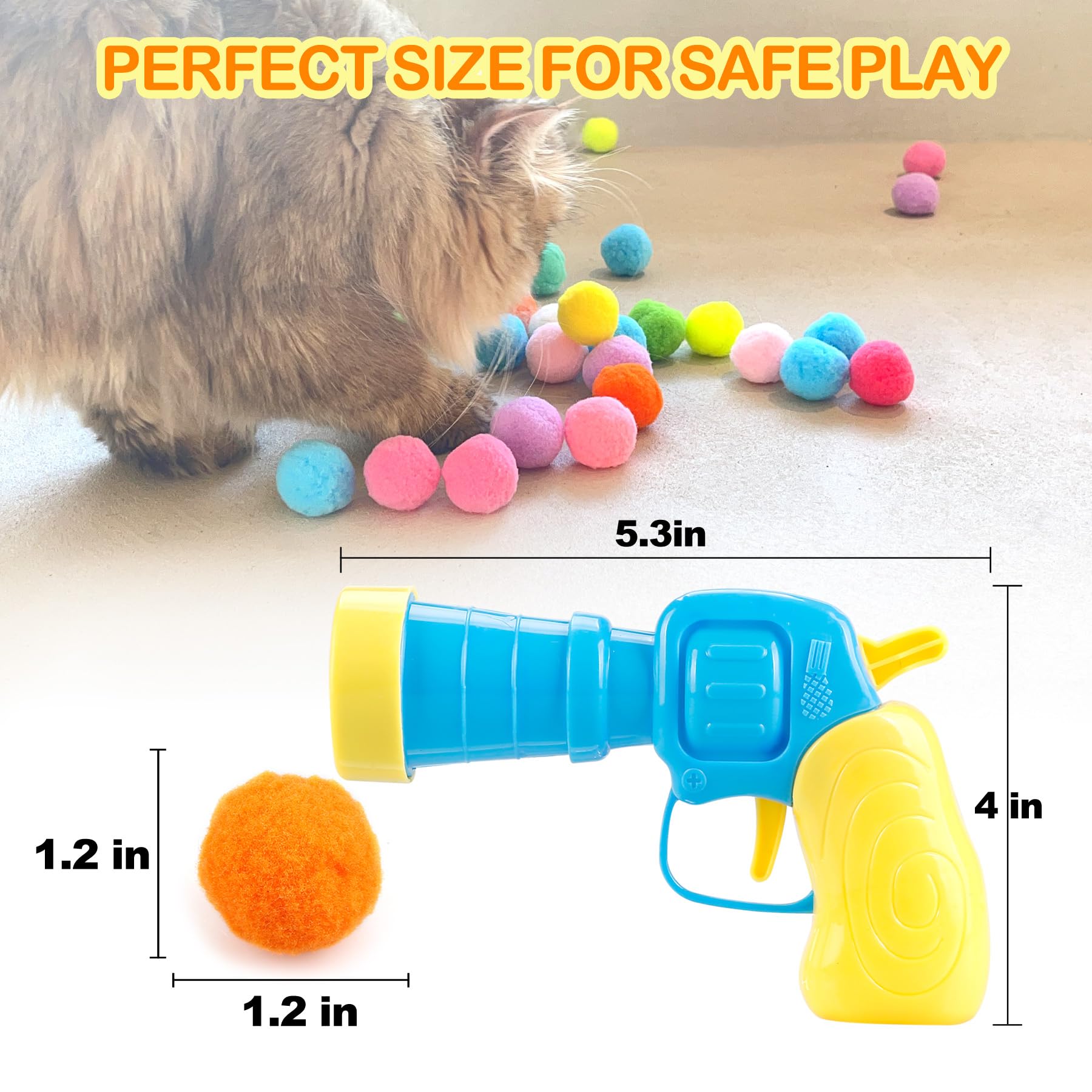 Meohui 31Pcs Cat Ball Toy Launcher Gun,Cat Balls Fetch Toy,30Pcs Plush Fuzzy Balls Launcher Cat Toy For Cats With 1 Gun,Funny In