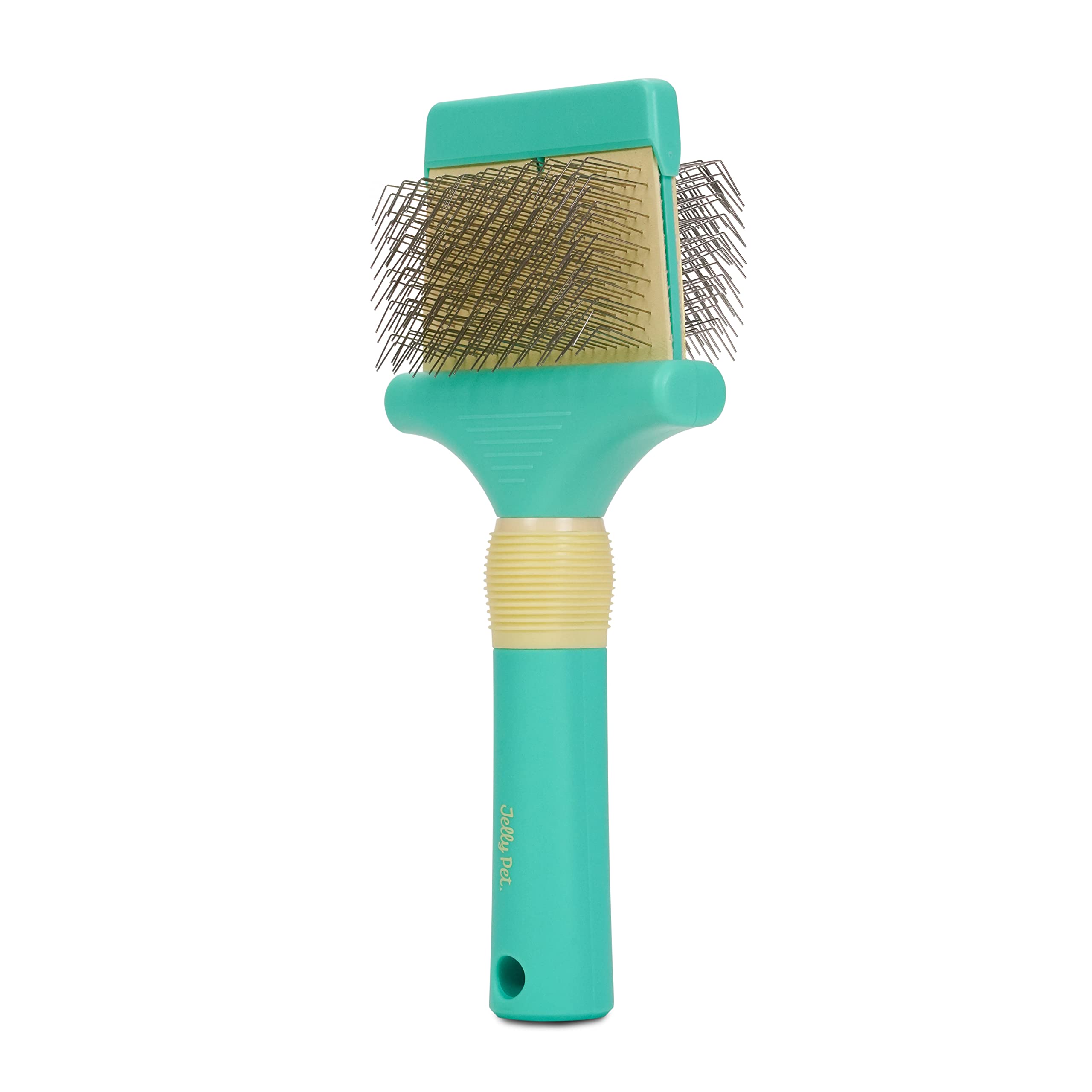 GROOMERSPRO Jelly Pet Double Sided Slicker Brush, Longer Pin, Flexible Head, Fine/Coarse Sides, Removes Unwanted Tangles, Made i