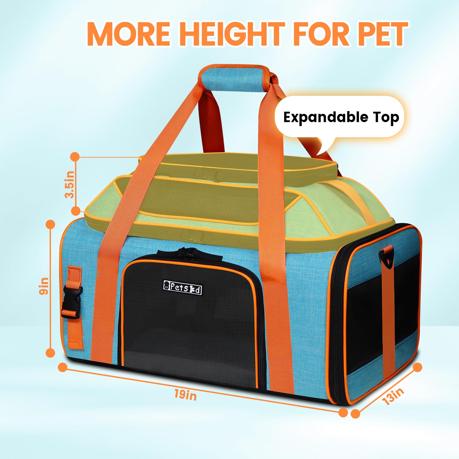 Petskd Top-Expandable Pet Carrier 19X13X9 Inches Southwest Allegiant Airlines Approved, Soft-Sided Carrier For Small Dog Under 1