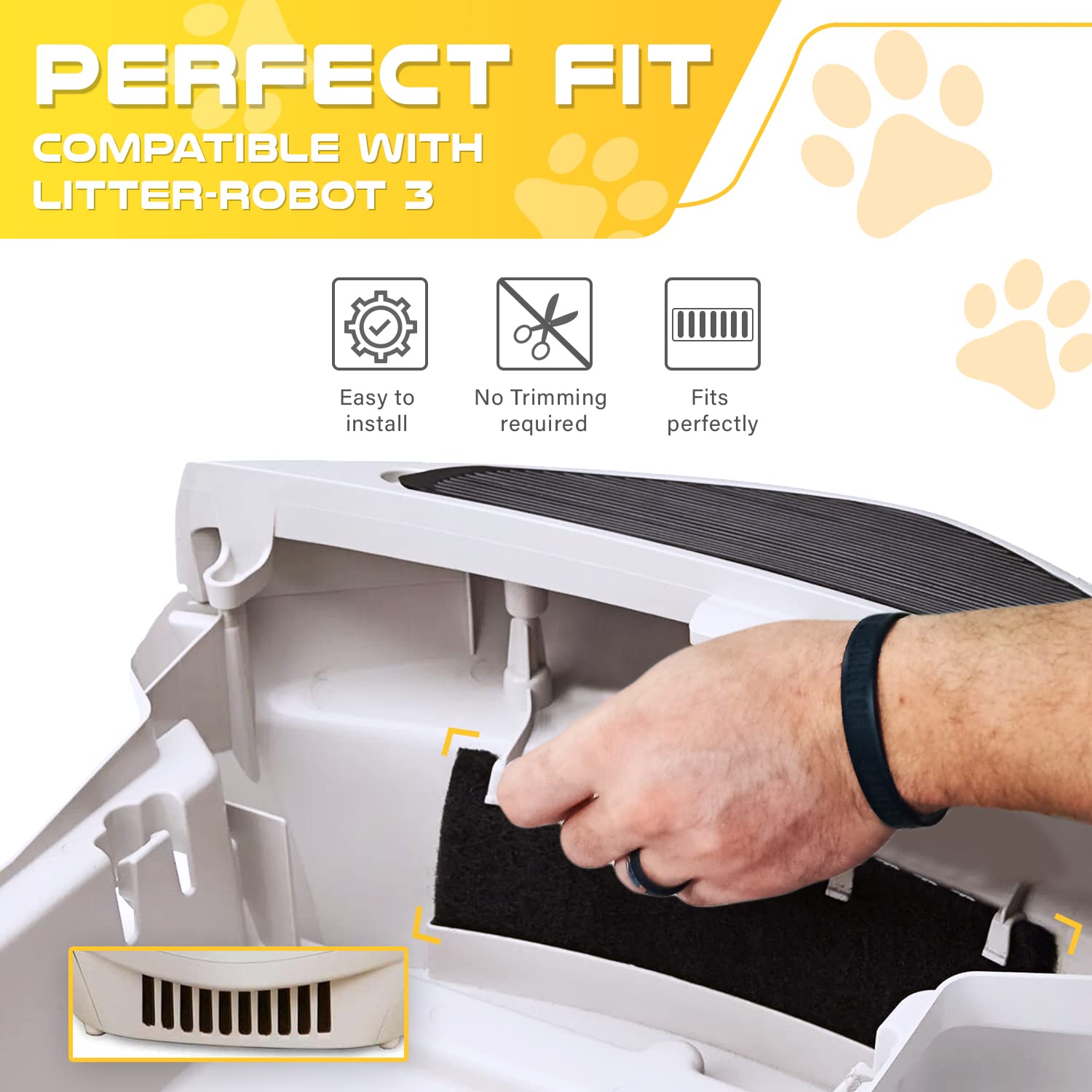 4 Pack Carbon Filters Compatible With Litter Robot 3 - Made In Usa - Thick True Charcoal Absorbs Odors & Controls Moisture - Pet Safe, Non-Toxic, Free Of Vocs - Keeps Home Smelling Fresh
