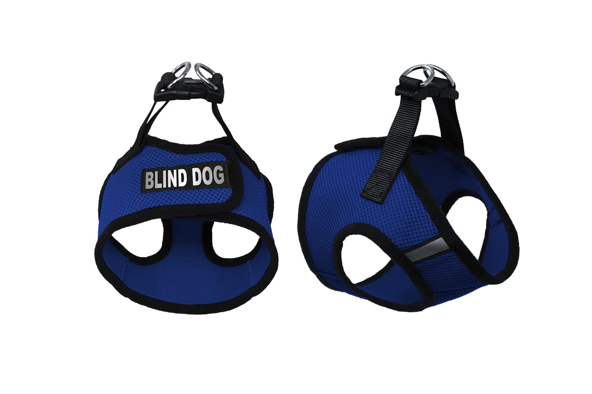 Dogline Boston Step In Mesh Dog Harness With Blind Dog Patch No Choke Pet Vest Soft Gentle Padded Chest Halter For Puppies Small Medium And Large Dogs 16 To 18 Inches Girth Royal Blue