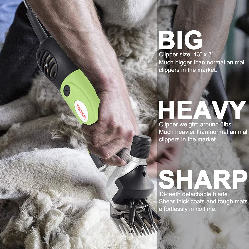 Takekit Sheep Shears Professional Electric Sheep Clippers For Sheep Alpacas Llamas And Large Thick Coat Animals Grooming, 6 Speeds Control Big And Heavy Sheep Trimmer, 380W