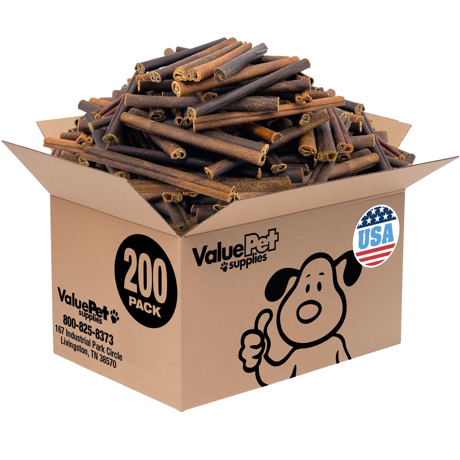 ValueBull USA Collagen Sticks for Dogs, 6 Inch Medium Chews, Natural Long-Lasting Dog Treats, 200 Count Bulk Pack - Promotes Joi