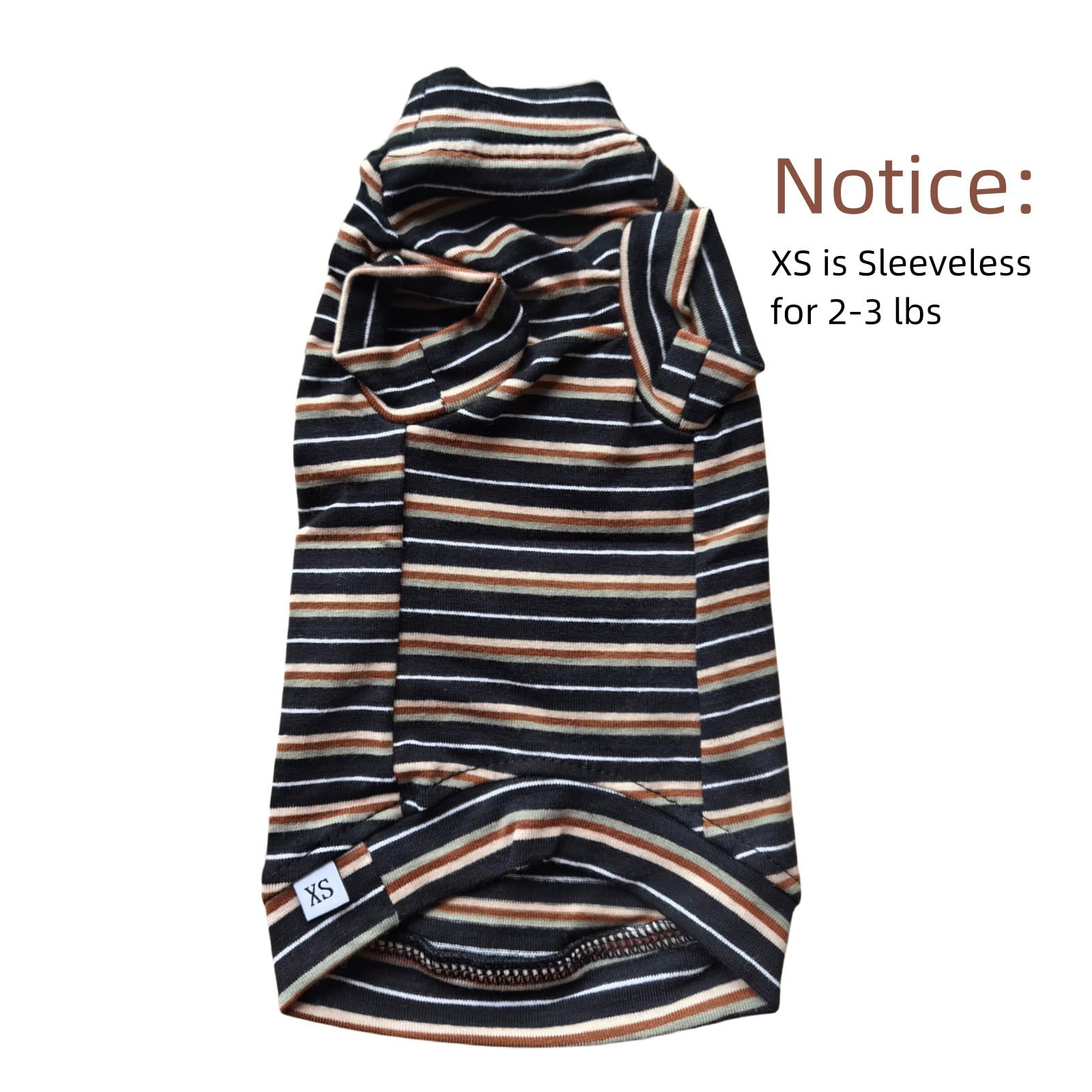 Vintage Stripes Sphynx Hairless Cats Shirt Cotton Cat Turtleneck Pet Clothes Kitten T-Shirts With Sleeves For Sphynx Cats (Vinta