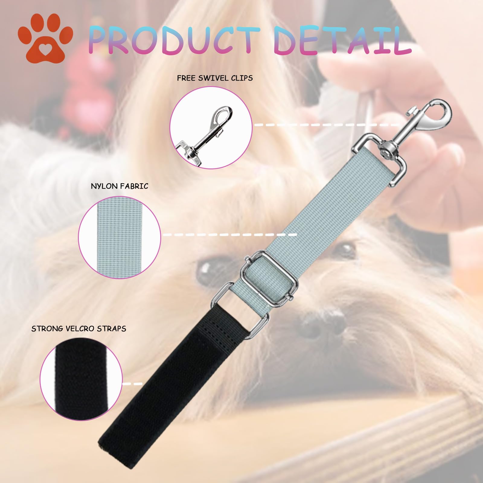 Cuteabc Pet Dog Grooming Arm Extender, 2 Pcs Stable Grooming Arm Accessories,Extension Strap Groomers Helper Grooming Loop,Water