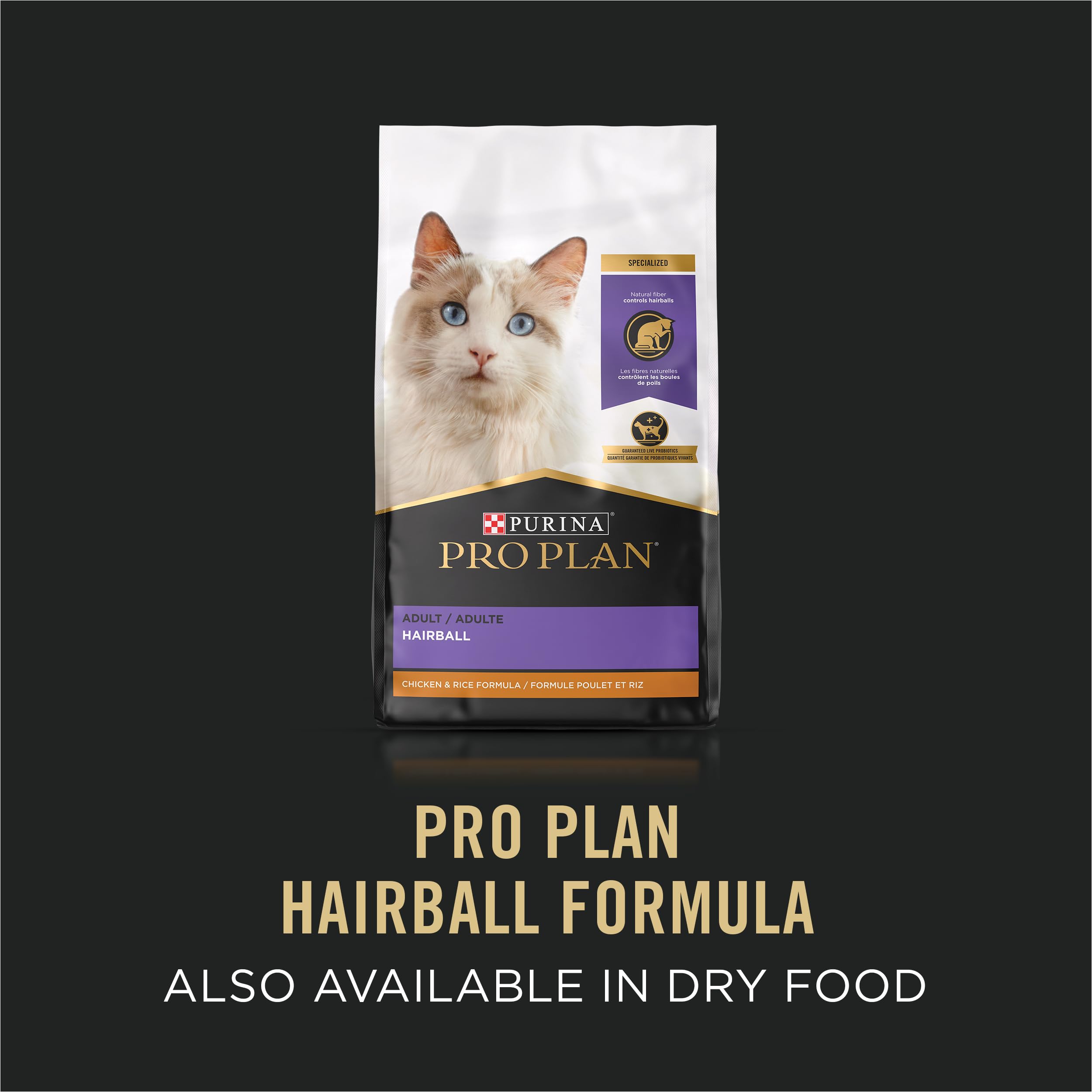 Purina Pro Plan Hairball Control Cat Food, Wet Cat Food Variety Pack, Hairball Control Entrees - (Pack of 24) 3 oz. Cans