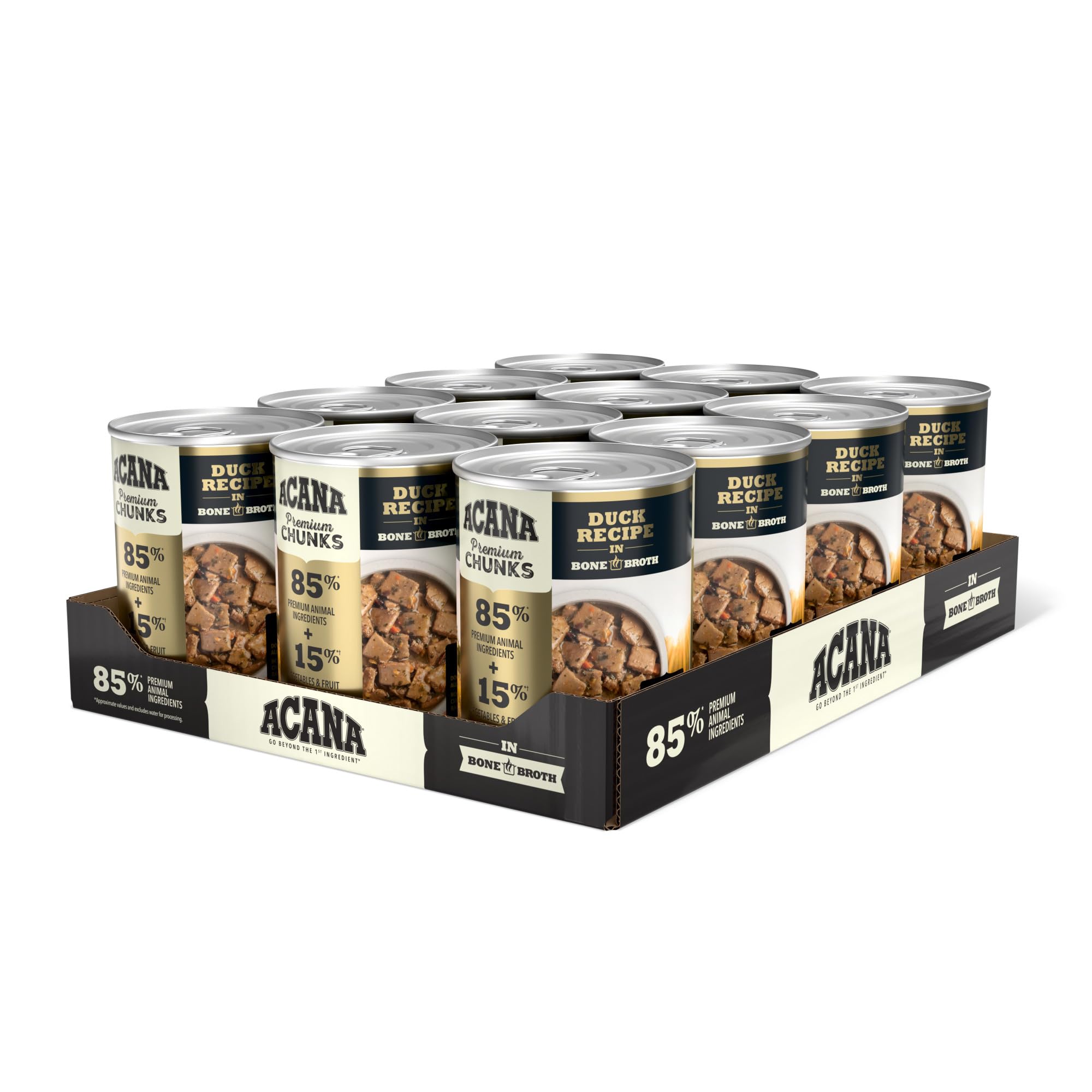 ACANA Premium Chunks in Bone Broth Grain-free Wet Dog Food Duck Recipe 12.8oz Cans (12 Count)