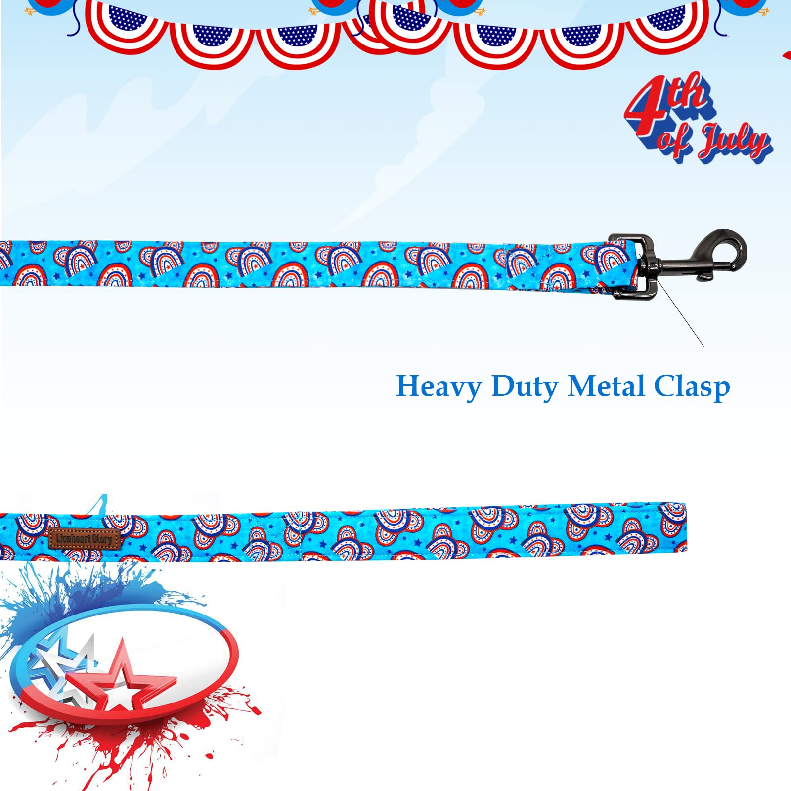 Lionheart Glory Patriotic Dog Leash American Flag Durable Dog Leashes With Comfortable Soft Handle For Small Medium And Large Gi