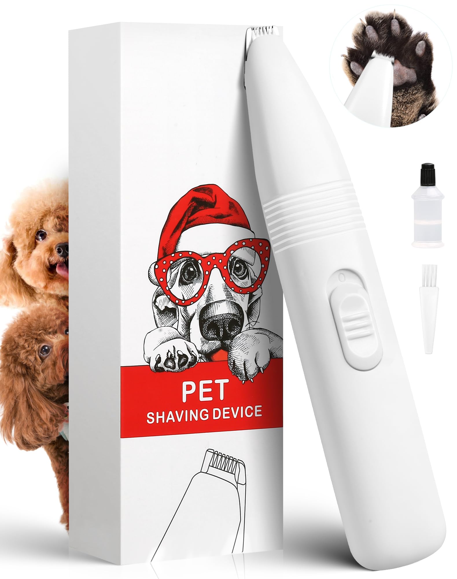Lexflext Dog Grooming Clippers, Dog Paw Trimmer With Detachable Ceramic Blade For Trimming Small Areas Of Pet 'S Hair, Low Noise