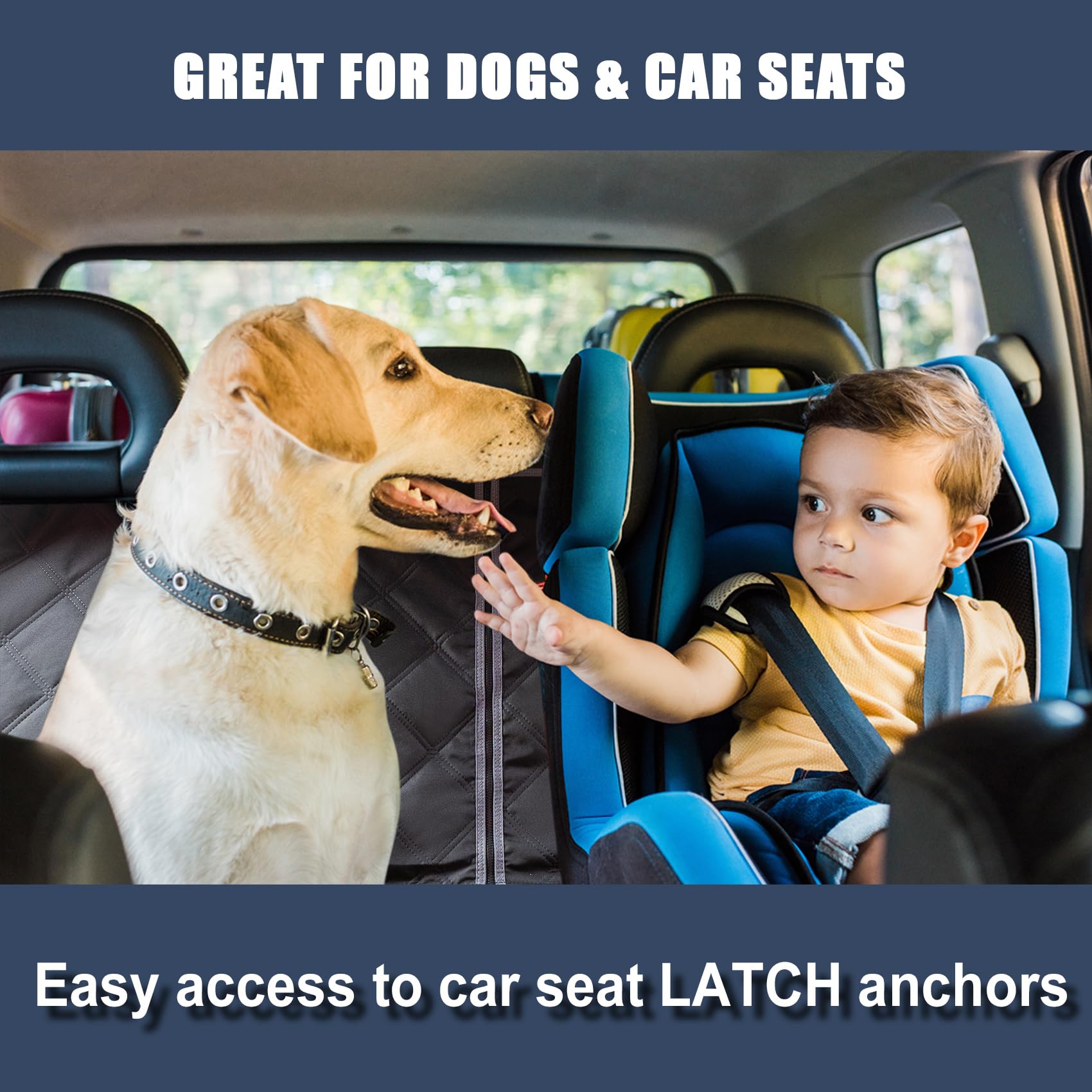 Zq Trucks Dog Car Back Seat Cover For Ram1500/F150/Gmc Sierra/Tacoma/Chevrolet Silverado, Access For Middle Seatbelt, Waterproof