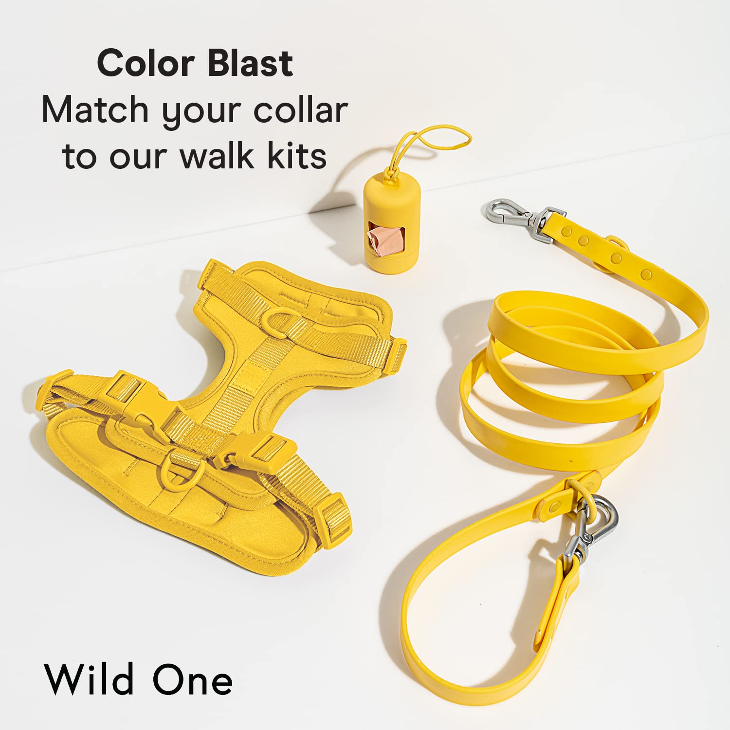 Wild One Dog Collar, Durable Metal, Easy-Clean Flex-Poly Strap, Size M, Butter