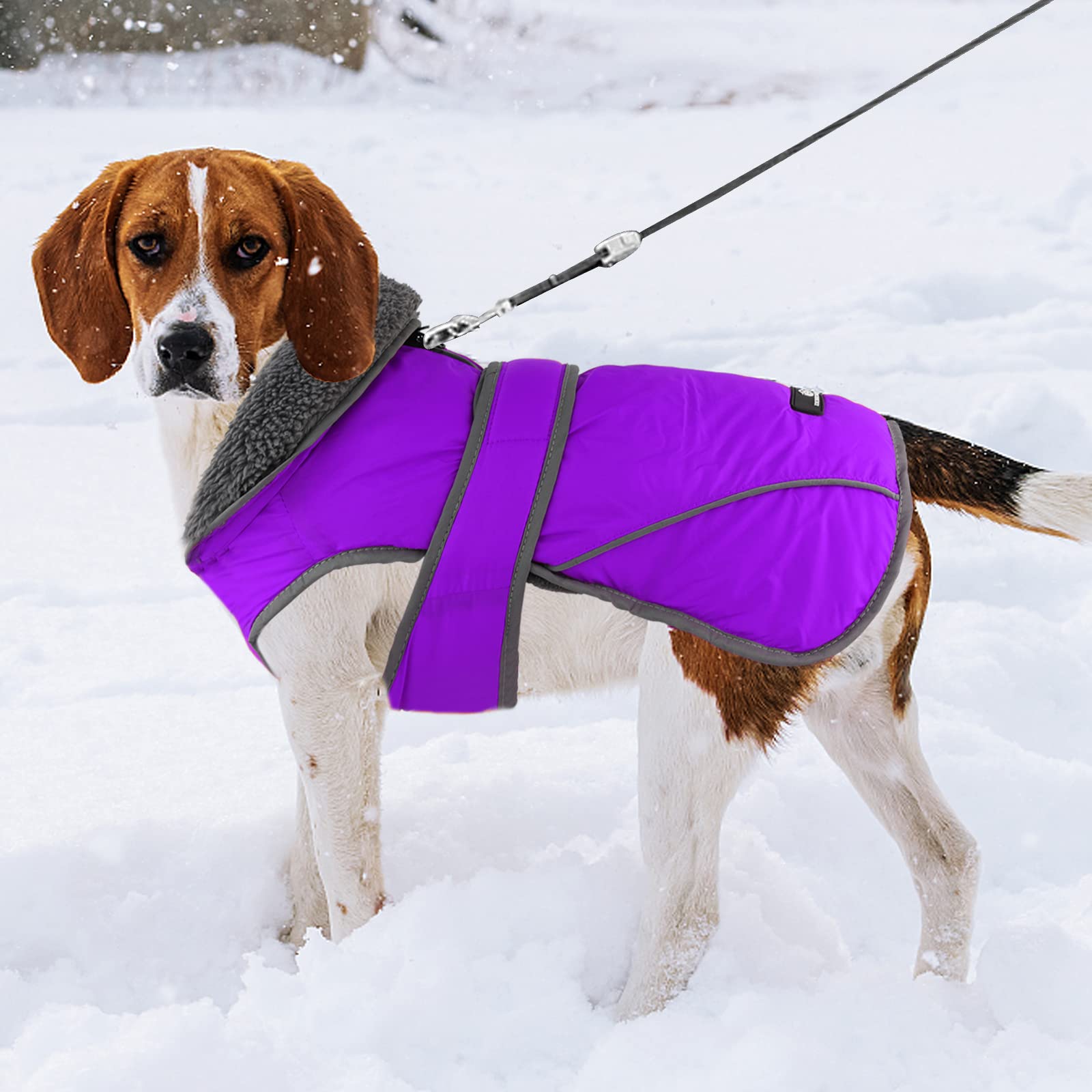 Winter Dog Coat, Dogcheer Fleece Collar Dog Jacket Warm Vest Reflective Adjustable Dog Sweater For Cold Weather, Windproof Waterproof Pet Apparel Snow Coat For Small Medium And Large Dogs