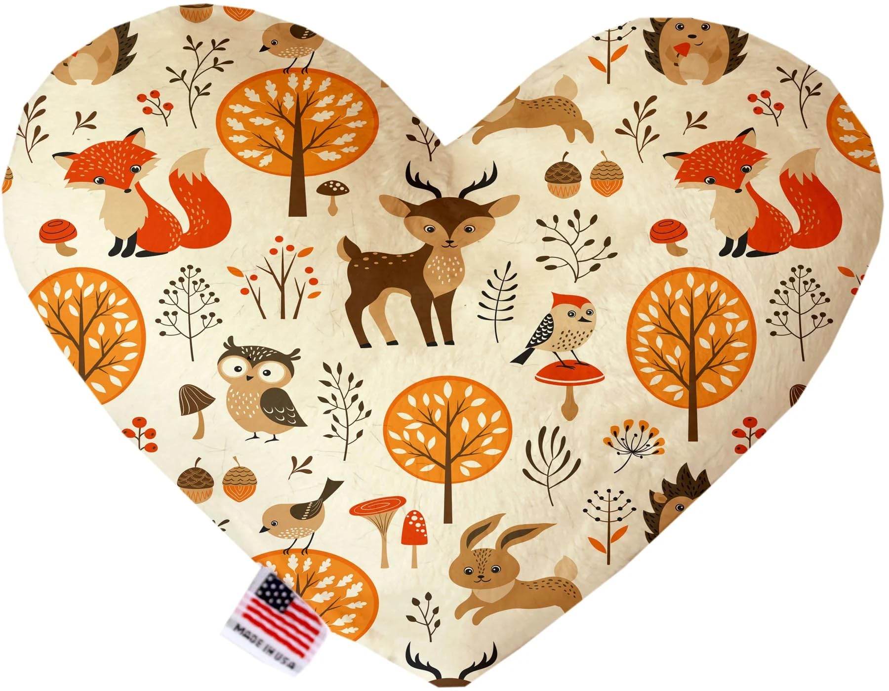 Pet and Dog Plush Heart or Bone Toy, &quot;Forest Friends Group&quot; (Available in different sizes, and 7 different pattern options!) Deer Dreaming 6&quot; Bone