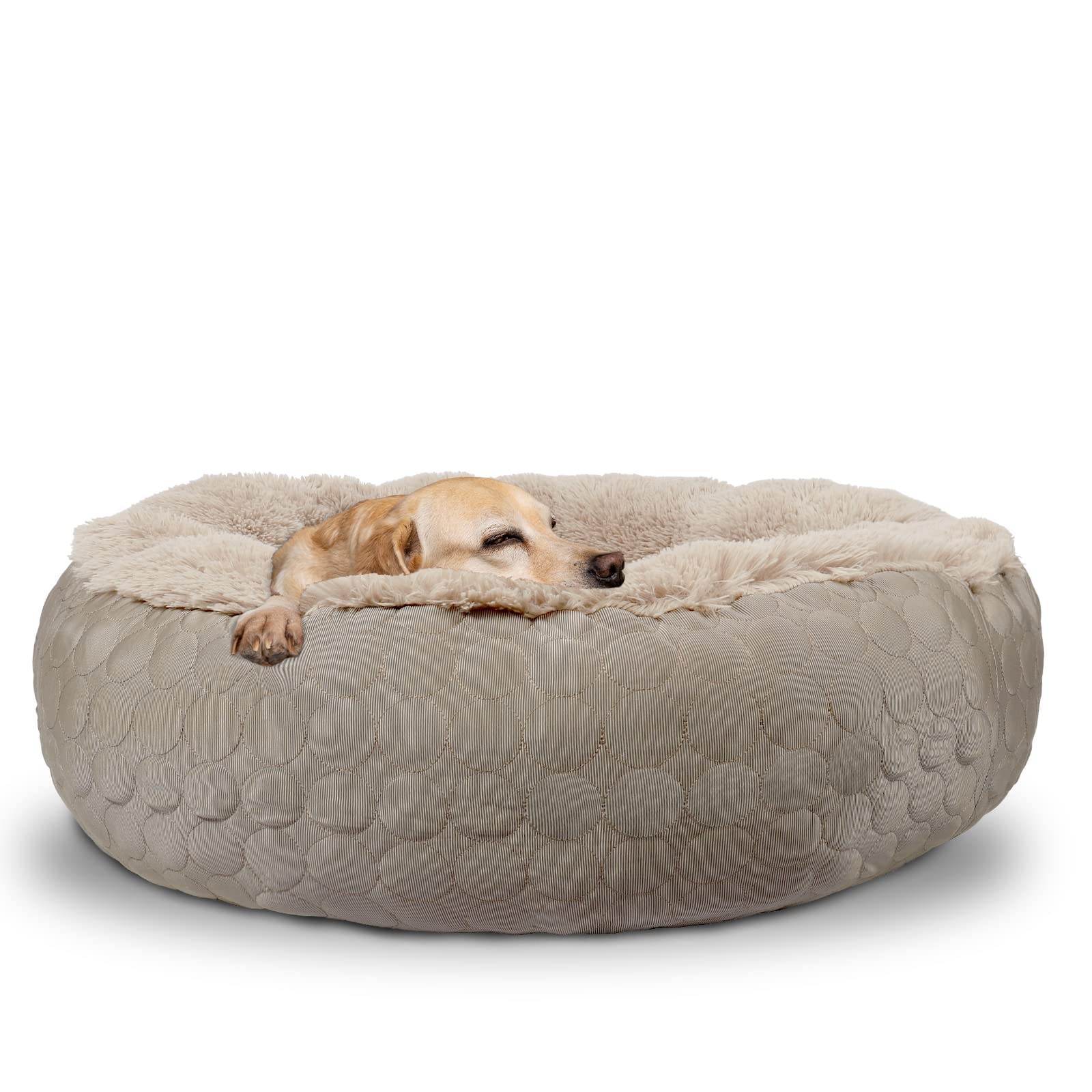 Hachikitty Dog Donut Bed Calming Bed Donut Round, Fluffy Dog Bed Medium Large Dogs, Cooling Warming Soft Dog Cushion Bed, Double Sided Available Donut Bed With Warm & Cool Sides(X-Large, Taupe)