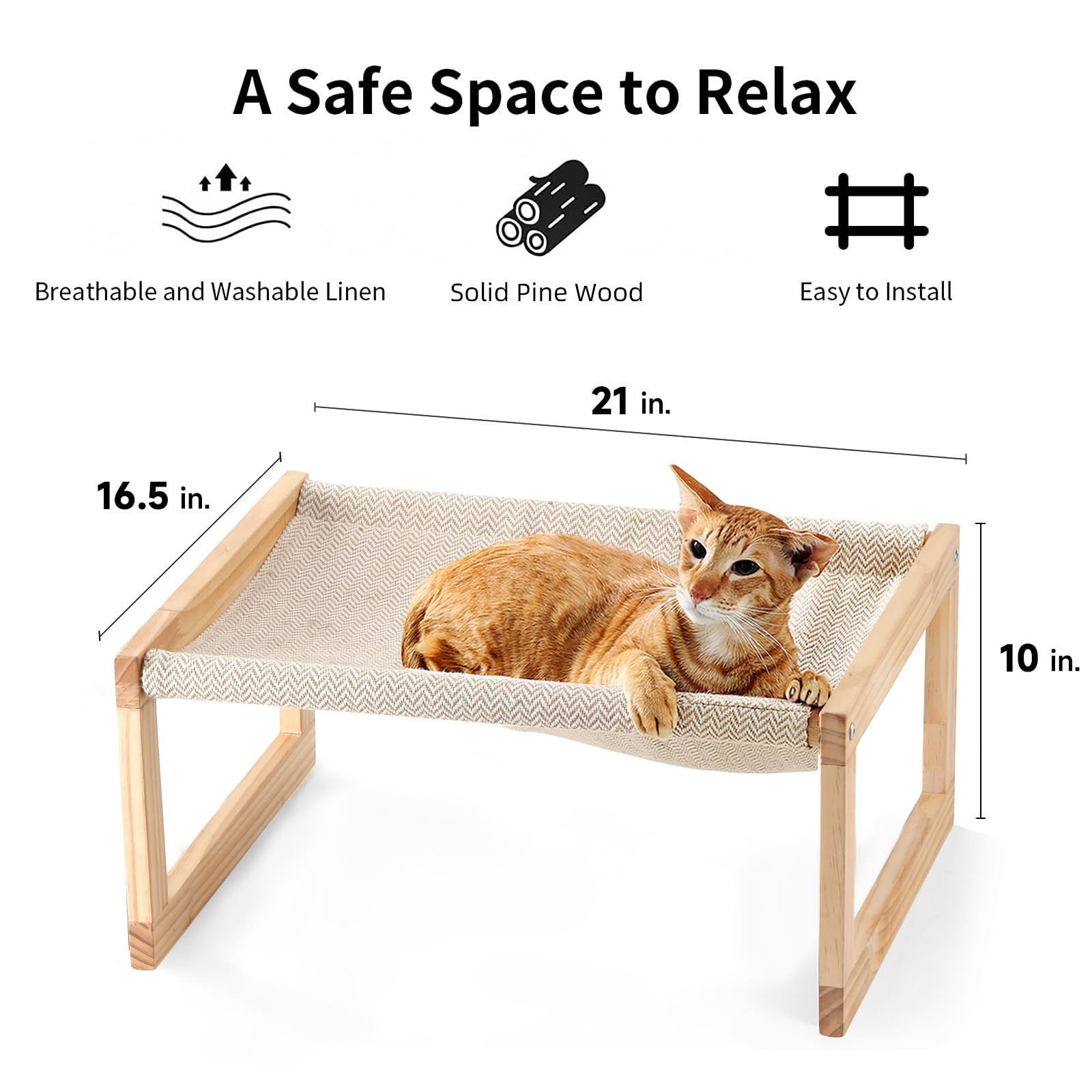 Fukumaru Dog Bed, Large Breathable Cat Bed, Wooden Cat Hammock For Outdoor, 21 X 16.5 Inch Elevated Pet Furniture Suitable For Kitty, Puppy, Rabbit, Bunny And Small Animal